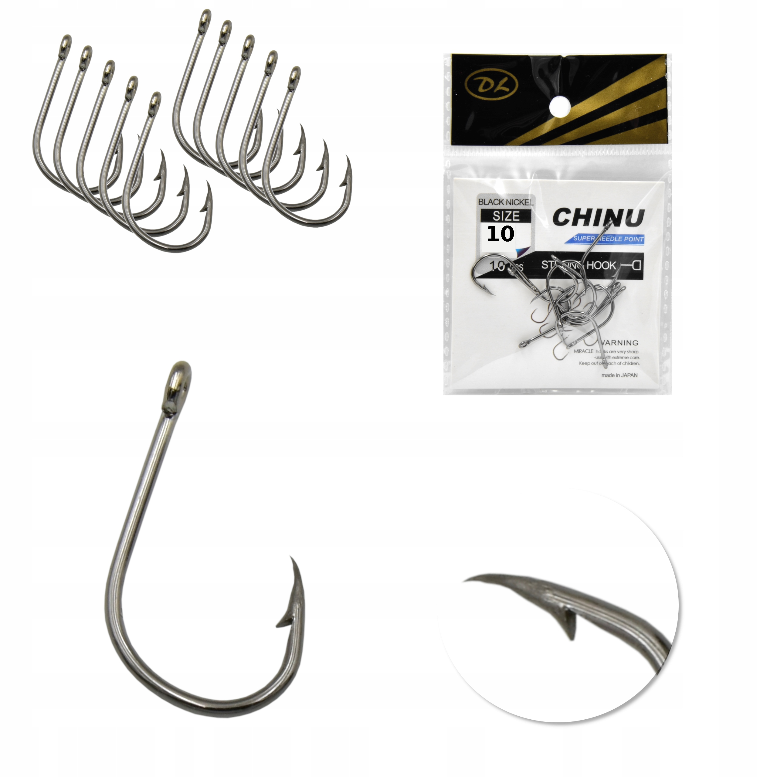 

Zestaw Haczyk Haczyki DL Chinu 10 B. Nickel 10szt