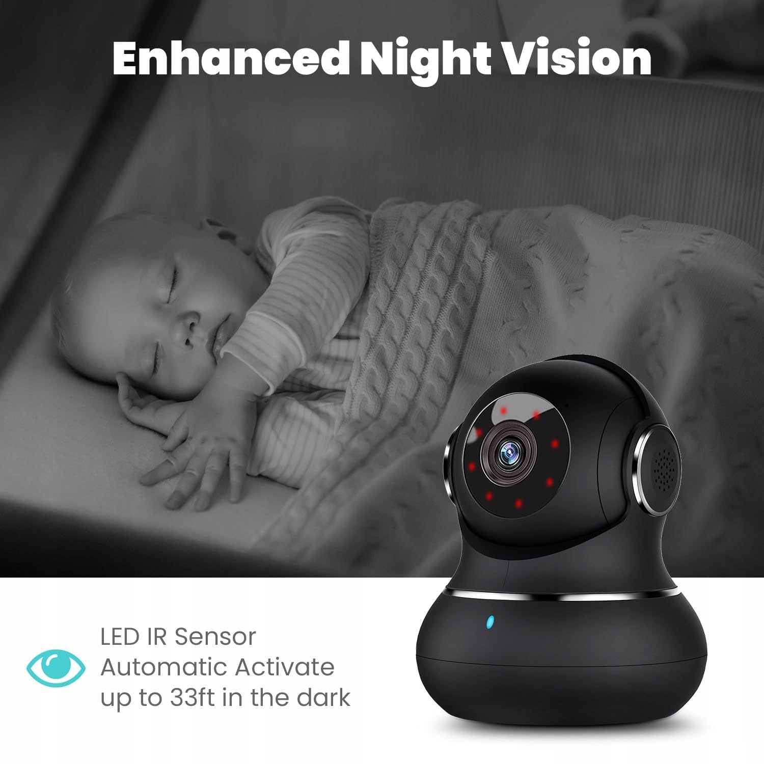 LITOKAM Kamera 2K Babyfon z Detekcją Ruchu Kamera 360° z Aplikacją — miniatura 4