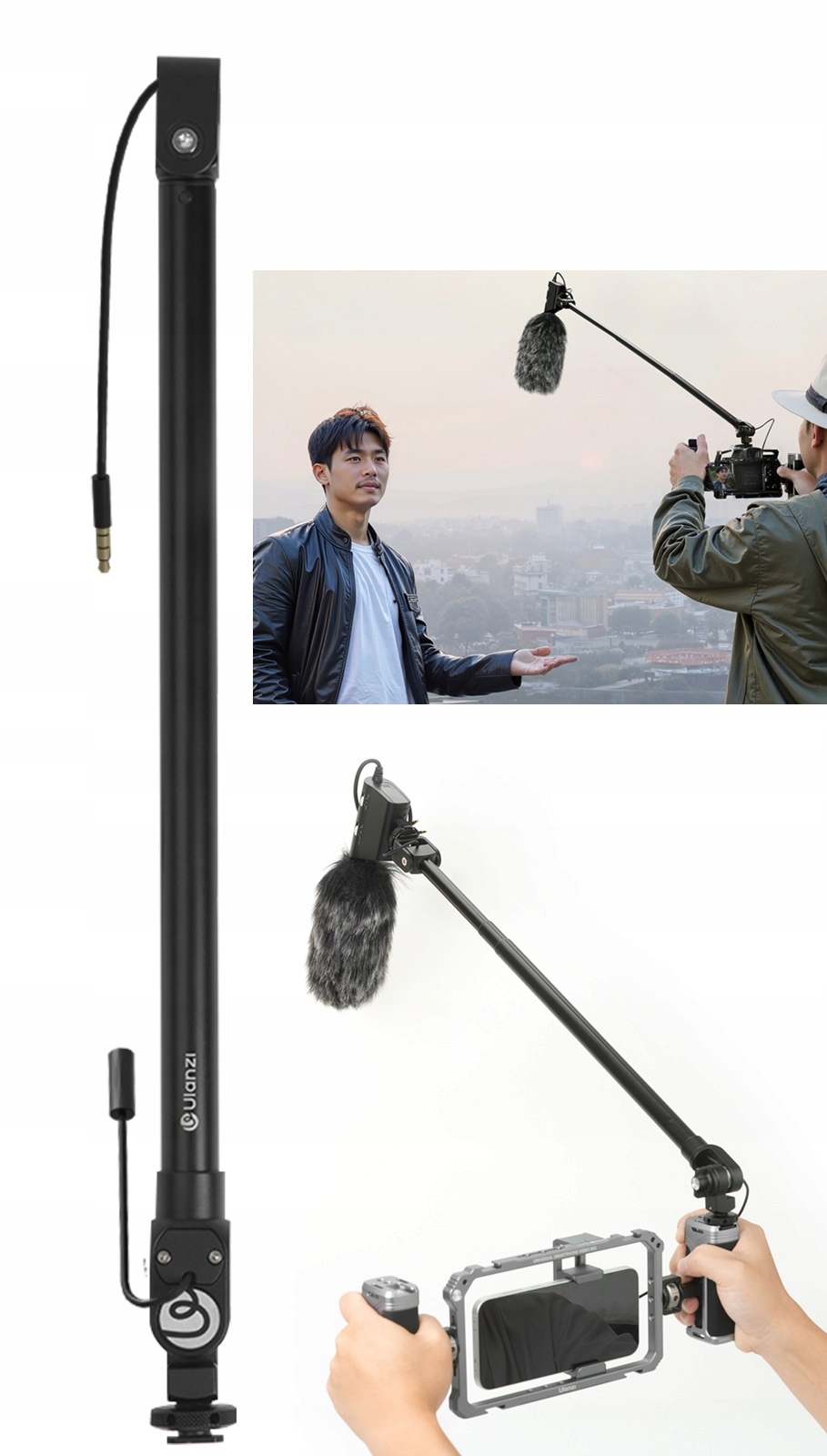 Stativ Mikrofonní výložník Rameno Mikrofon Ulanzi ZJ08 1 m s kabelem 3,5 mm