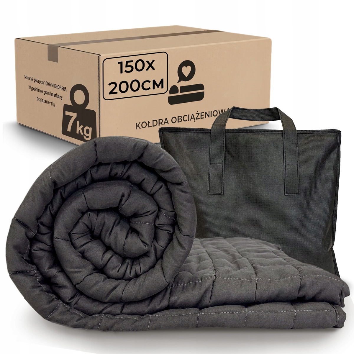 Kołdra Obciążeniowa Sensoryczna 7 kg koc Sensoryczny 150x200 Całoroczna Nel