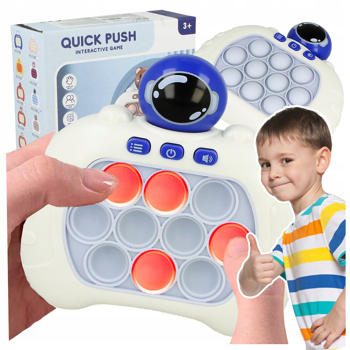 GRA ZRĘCZNOŚCIOWA POP IT POPIT ELEKTRYCZNA ANTYSTRESOWA LED DŹWIĘKI KOSMOS Stan opakowania oryginalne