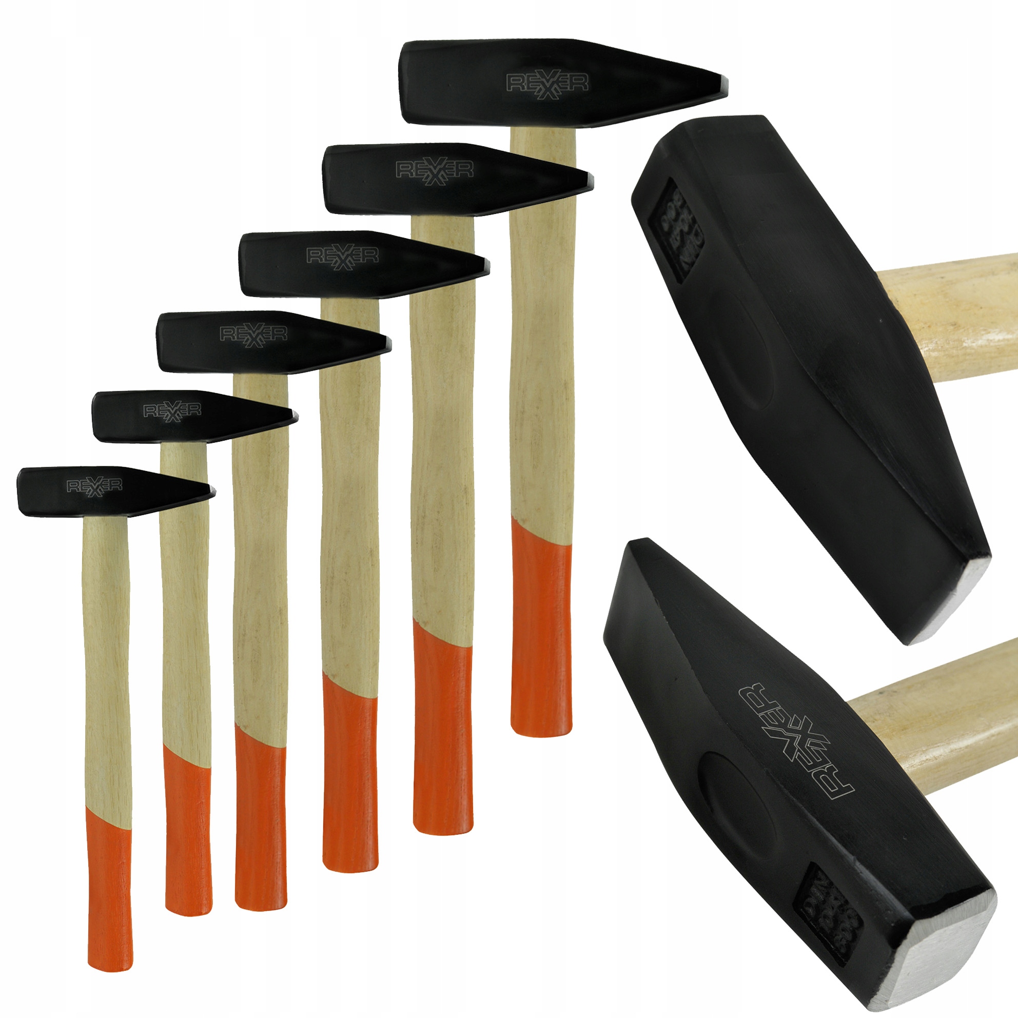 Zestaw Młotków Ślusarskich 6SZT 300-2000 G Jesionowy Trzonek