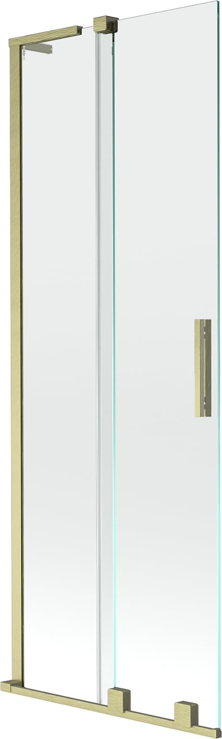 Mexen Velar L zástěna, 2-křídlá, 75x150 cm, transparent, zlatý kartáčovaný