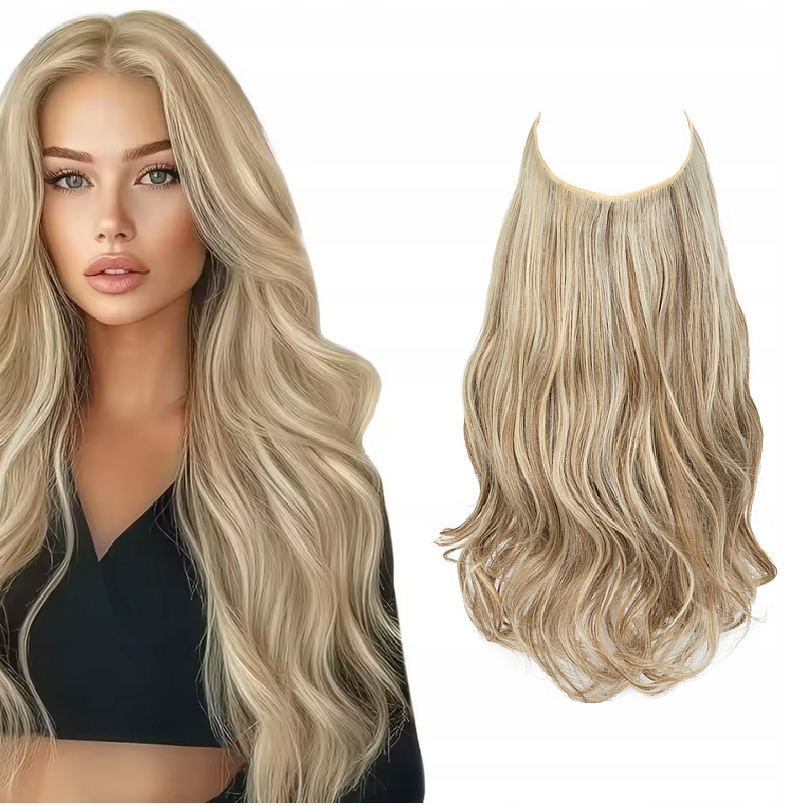 Flip-in Vlasy Kudrnaté Vlnité Na Vlasci Bez Spon baleyage blond 18H613