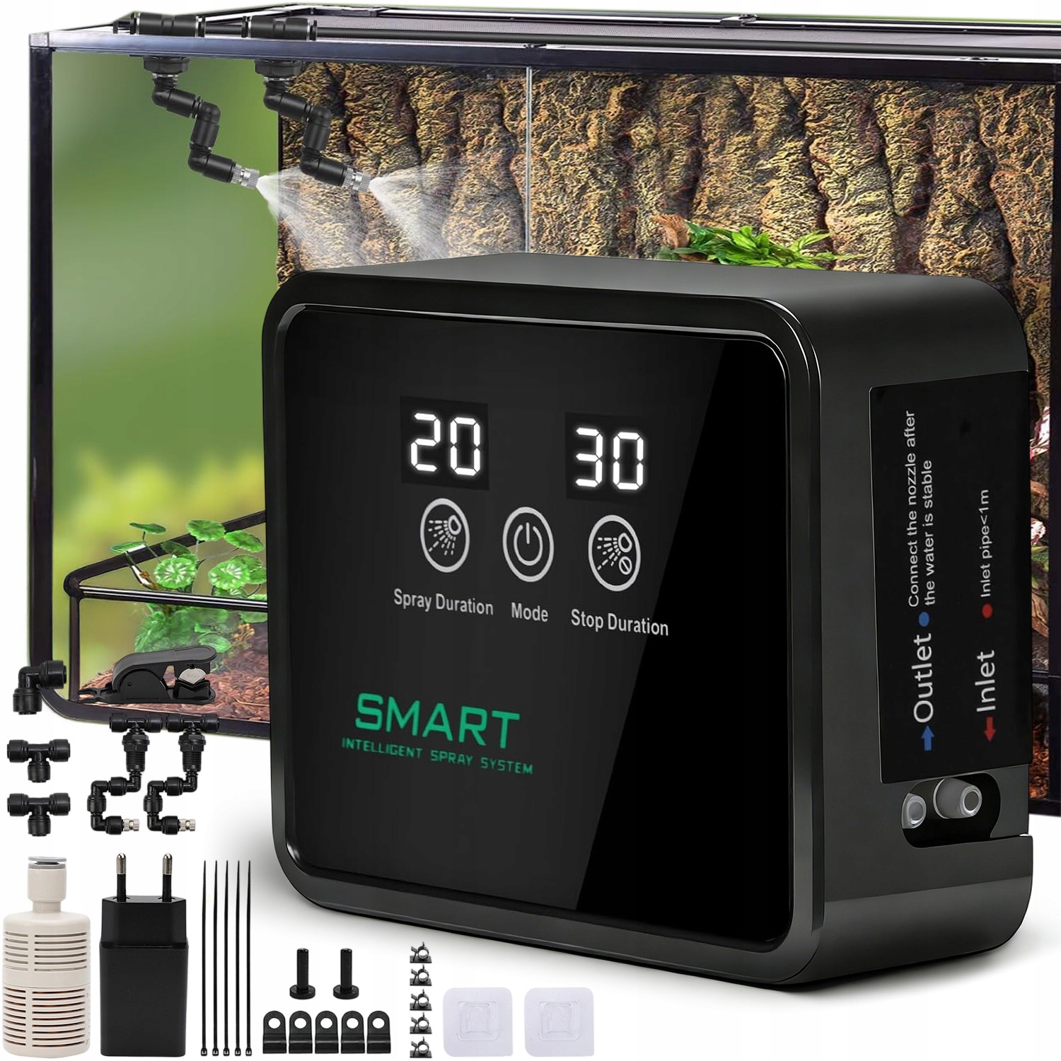 Smart Zraszacz Nawilżacz Do Terrarium Dla Gad Płaz Agama Gekon Legwan 360°