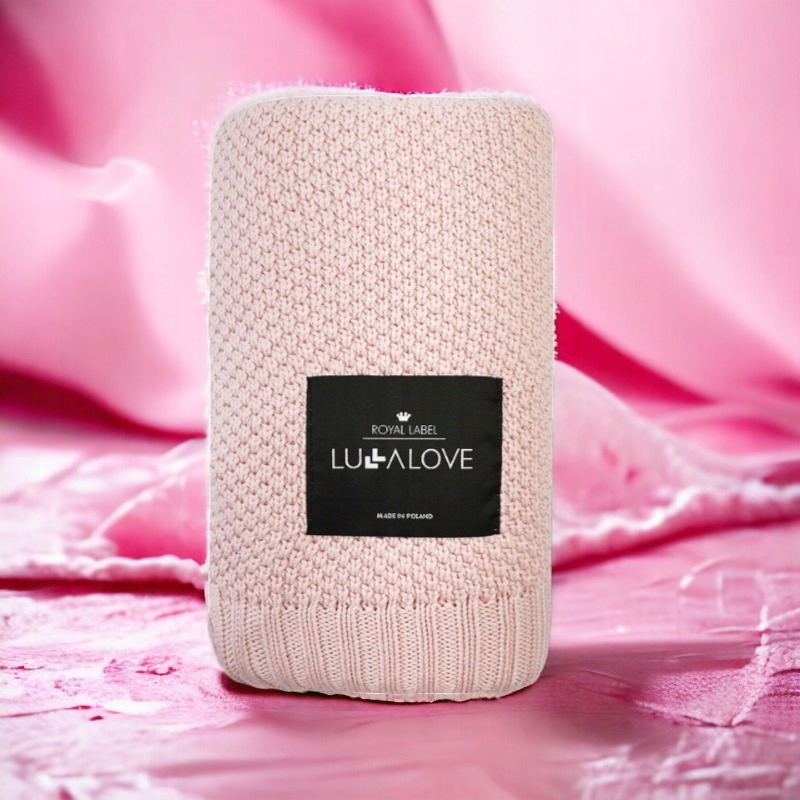 Bambusowy koc makaronik pudrowy róż - LULLALOVE Szerokość produktu 80 cm