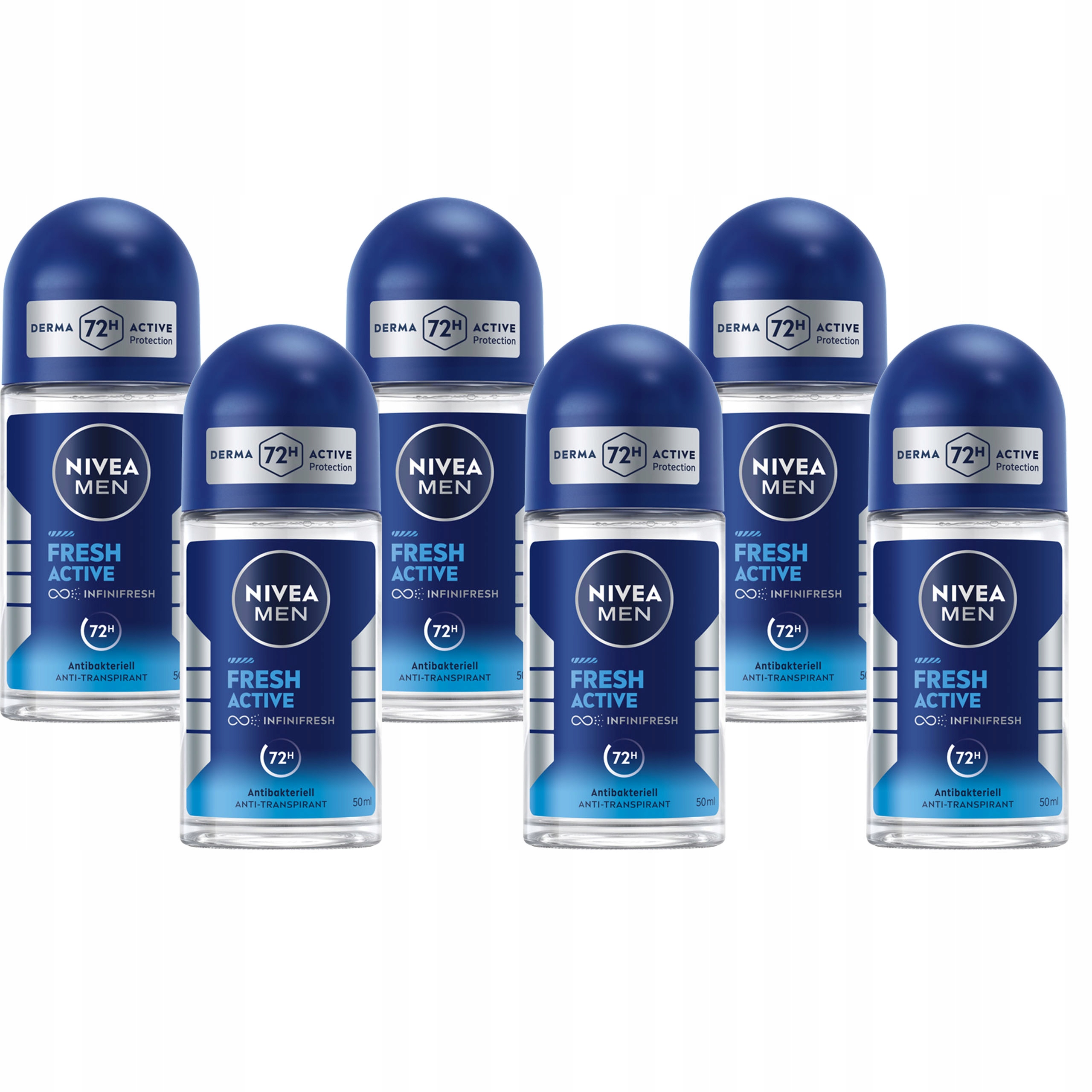 6 x Nivea Men Fresh Active Antiperspirant Roll-on 50 ML