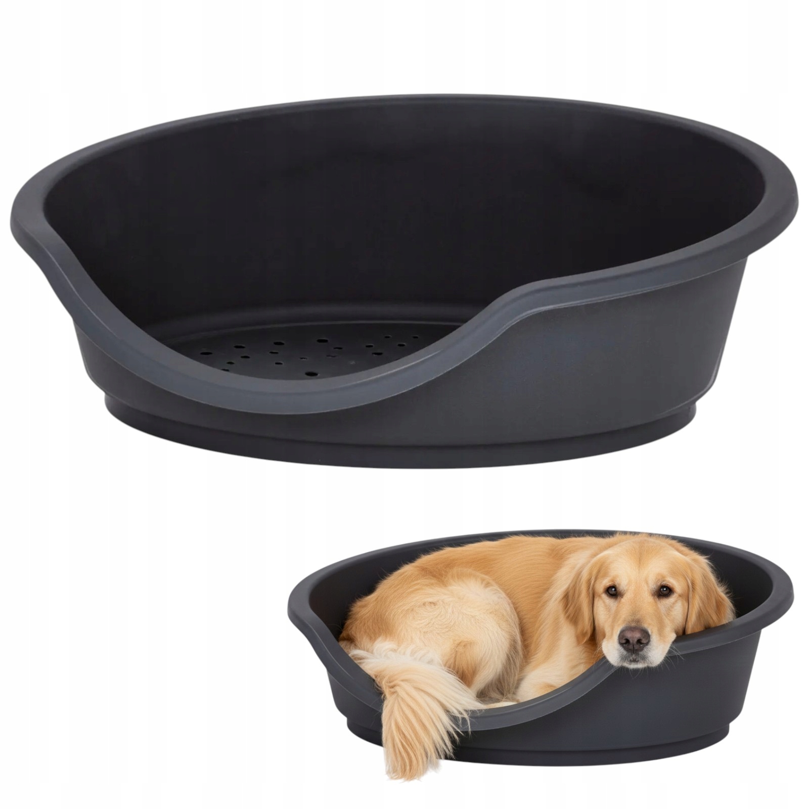 Legowisko dla Dużego Psa Plastikowy Kosz 95x70x29cm Trwałe i Funkcjonalne