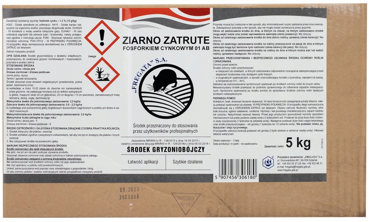 

Trutka na myszy szczury 5kg zatrute ziarno