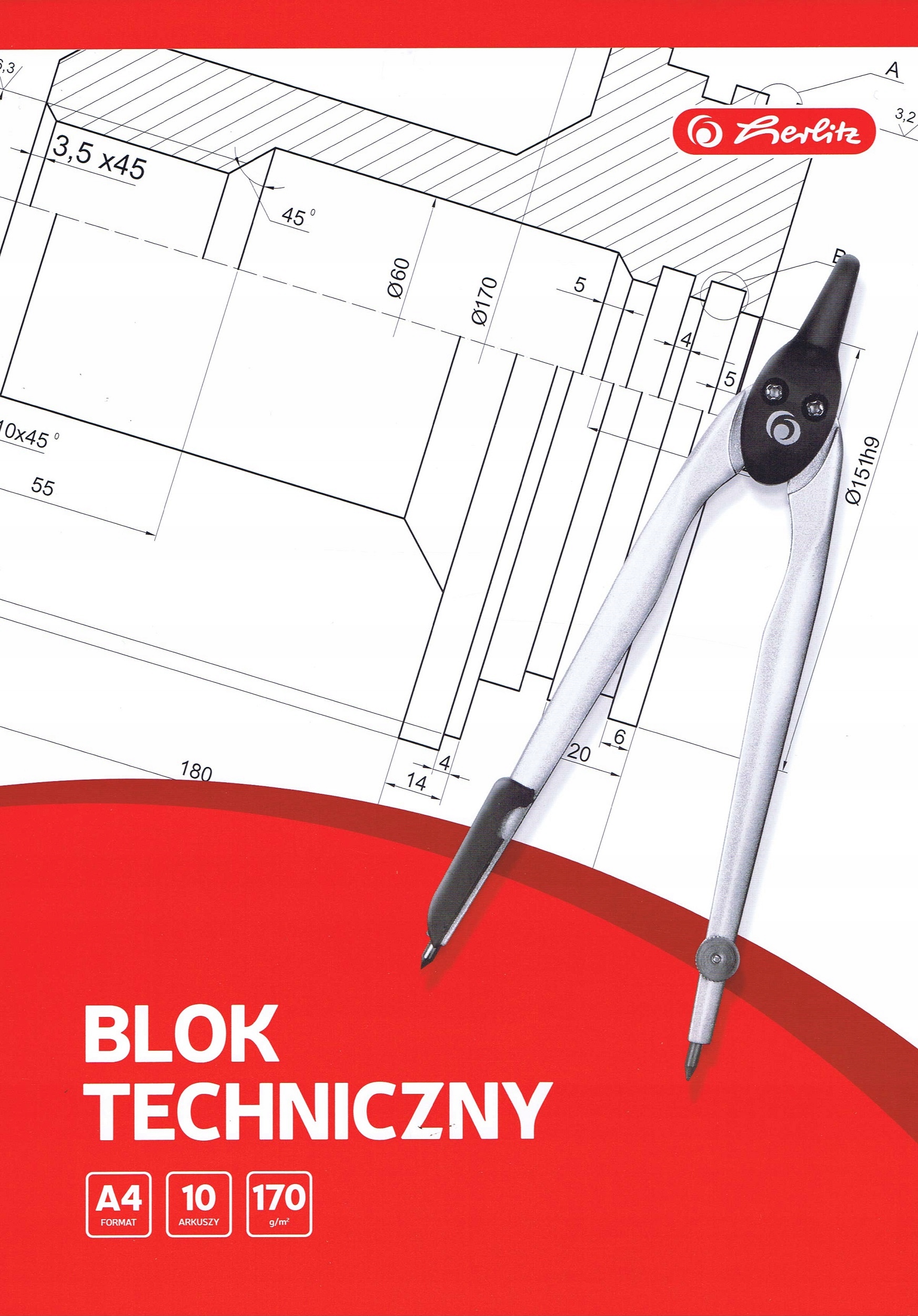 

Blok techniczny A4 biały 10 kartek Herlitz