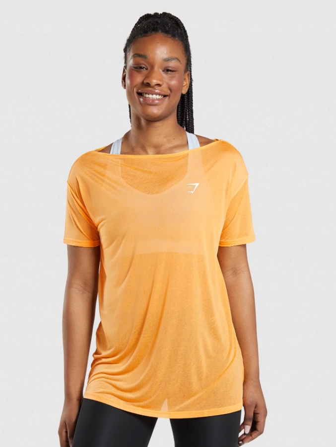Gymshark Koszulka Sportowa Pomarańczowa Z Logo M 1Z5D2_C*