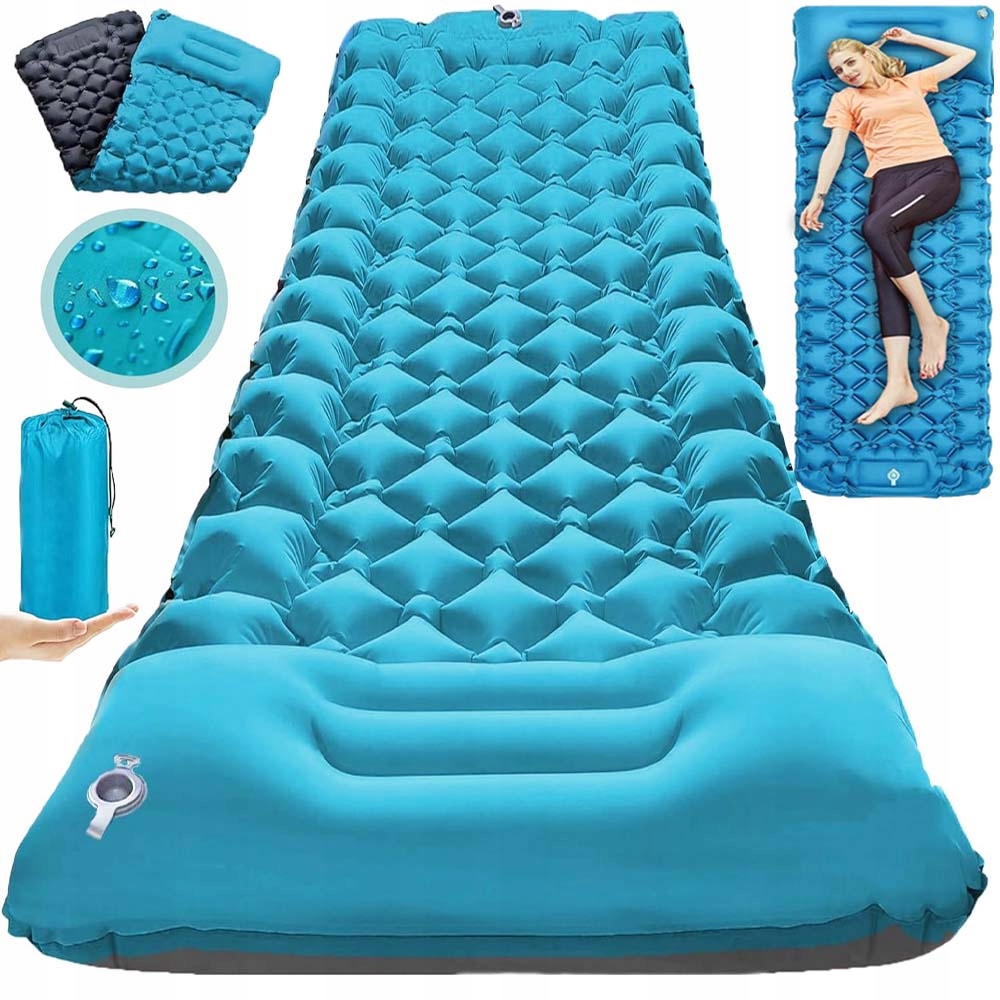 Matrace Turistická Karimatka S Polštářem Nafukovací Kemping Pumpa 202X65X7 CM