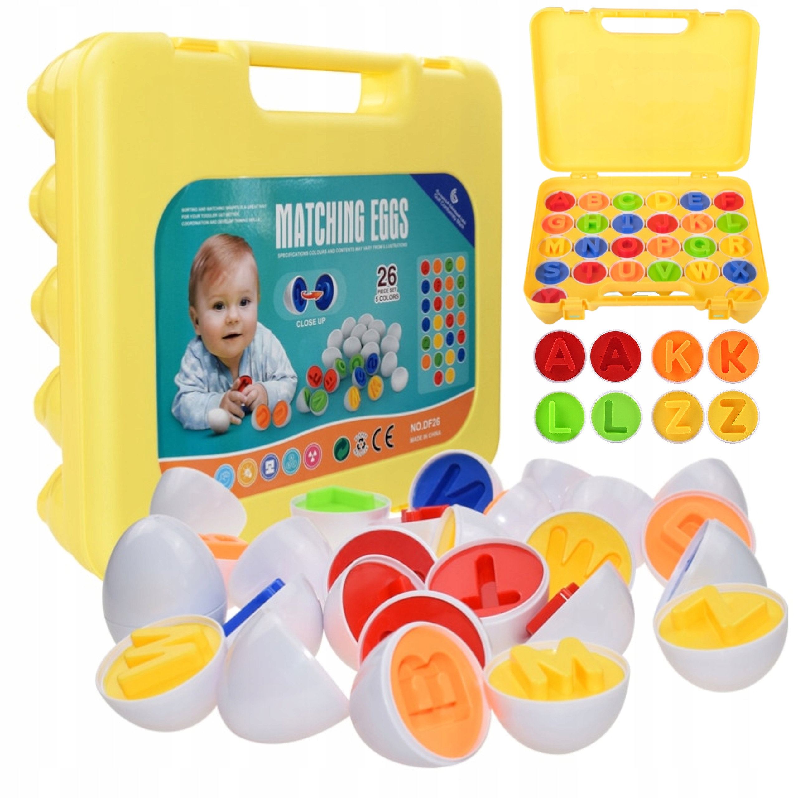Układanka sorter jajka Montessori litery DF26