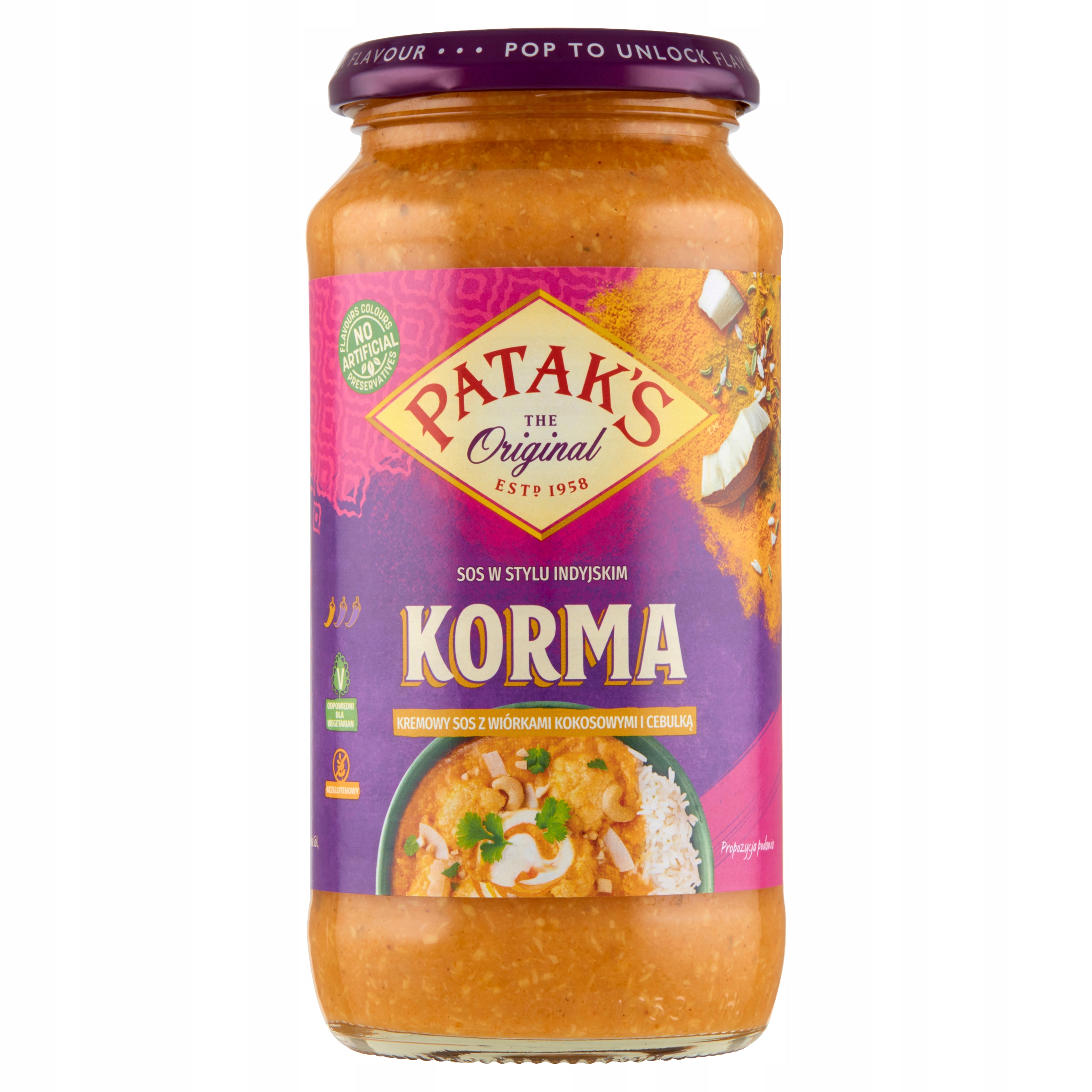 

Pataks Indyjski Sos Śmietanowy Korma 450g