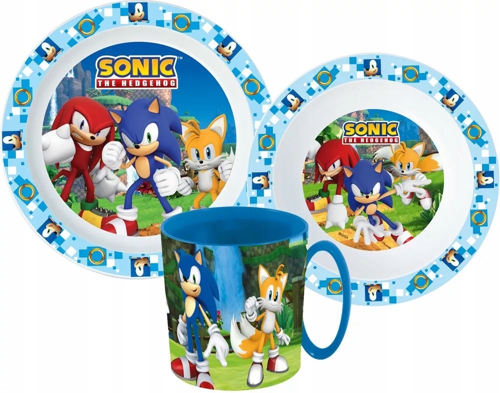 

Sonic Zestaw Obiadowy Talerz Miska Kubek The Hedge