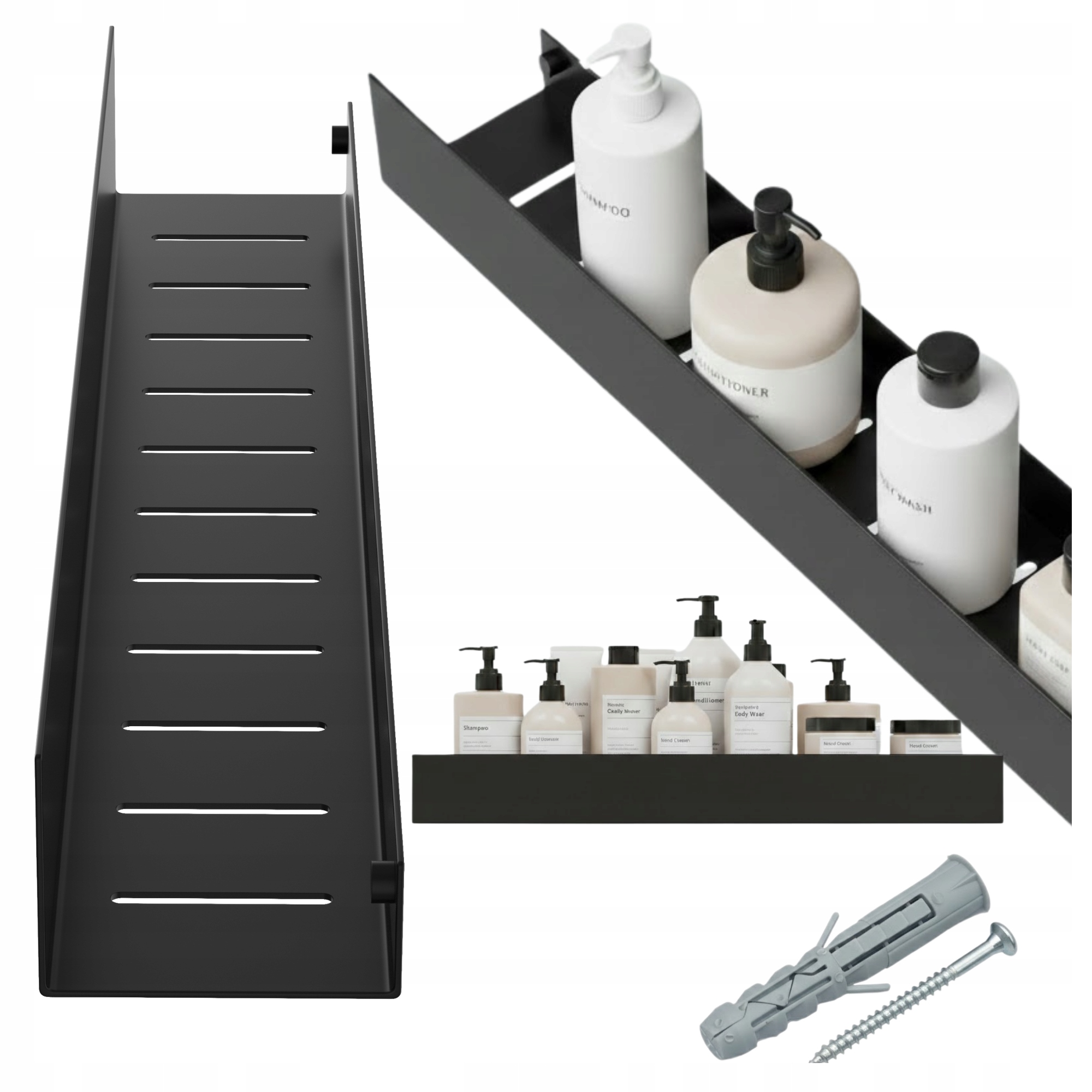 Sprchová police do koupelny kovová závěsná nástěnná Novaro černá 60