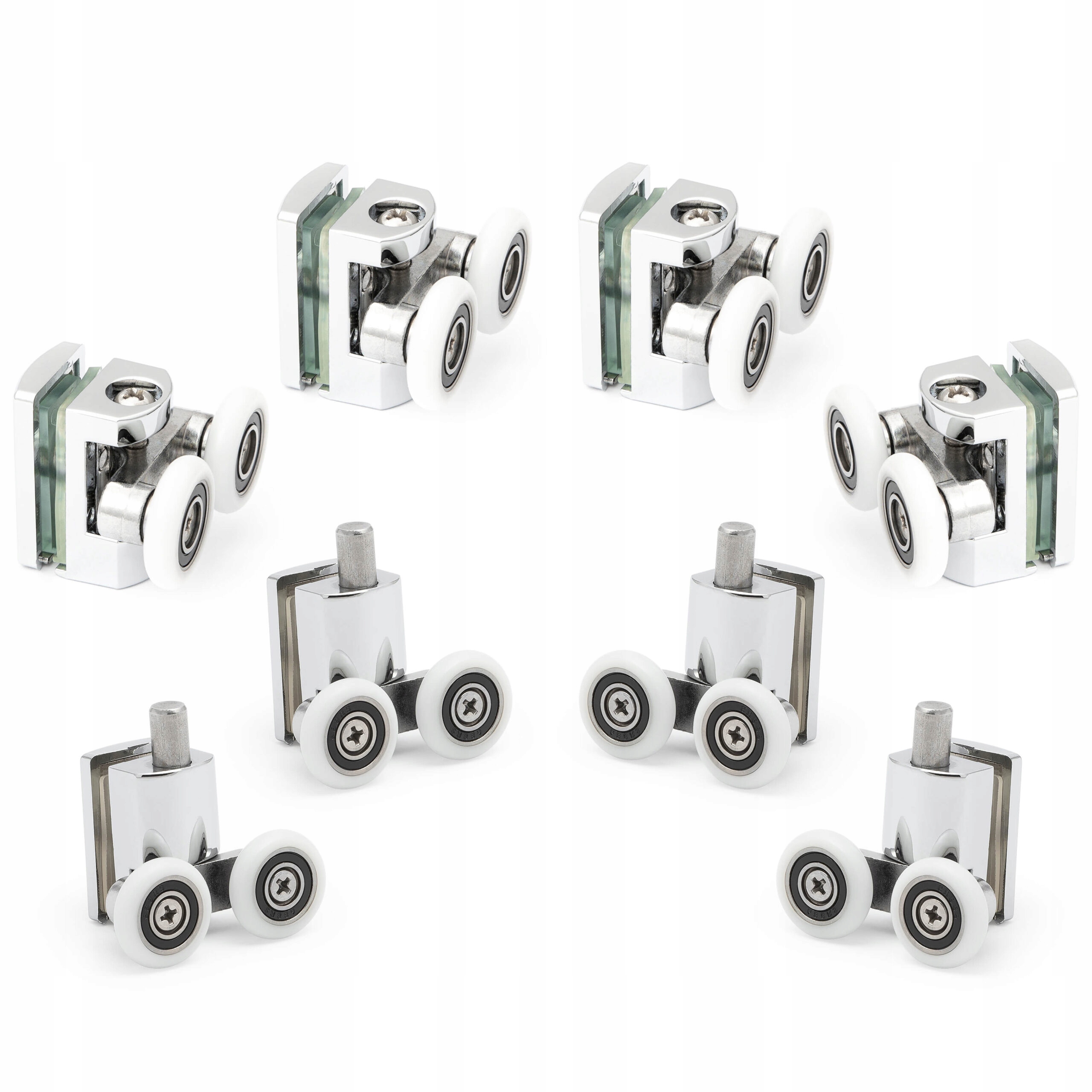 8SZT Podwójne Rolki Do Kabiny Prysznicowej Pod Otwor 8MM Zestaw Metal 23MM