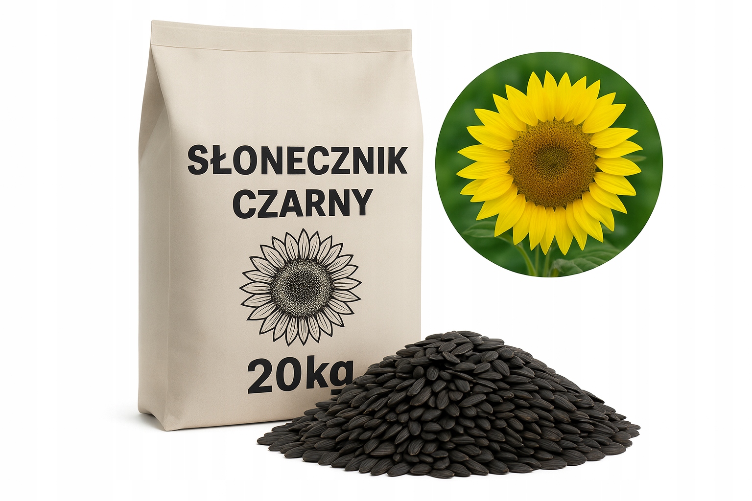Słonecznik Czarny Karma dla ptaków i Ziarno do siewu 20kg