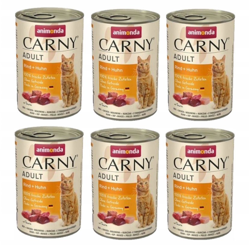 Levně Animonda Carny Adult mokré krmivo pro kočky sada 6x400g Hovězí a kuřecí maso