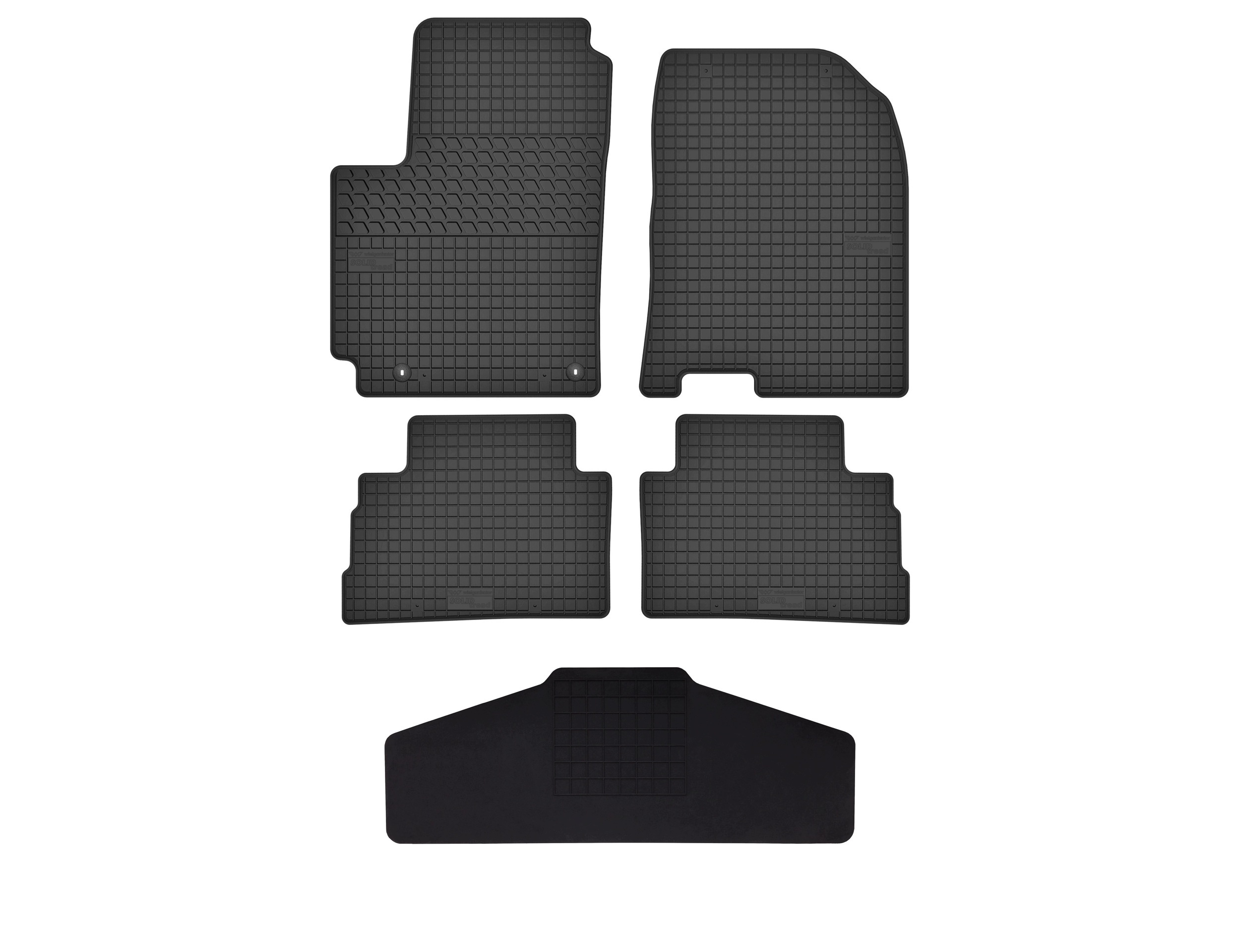 Gumové koberce pro Hyundai Kona 2017-2023 5 ks s tunelem SolidTread rant