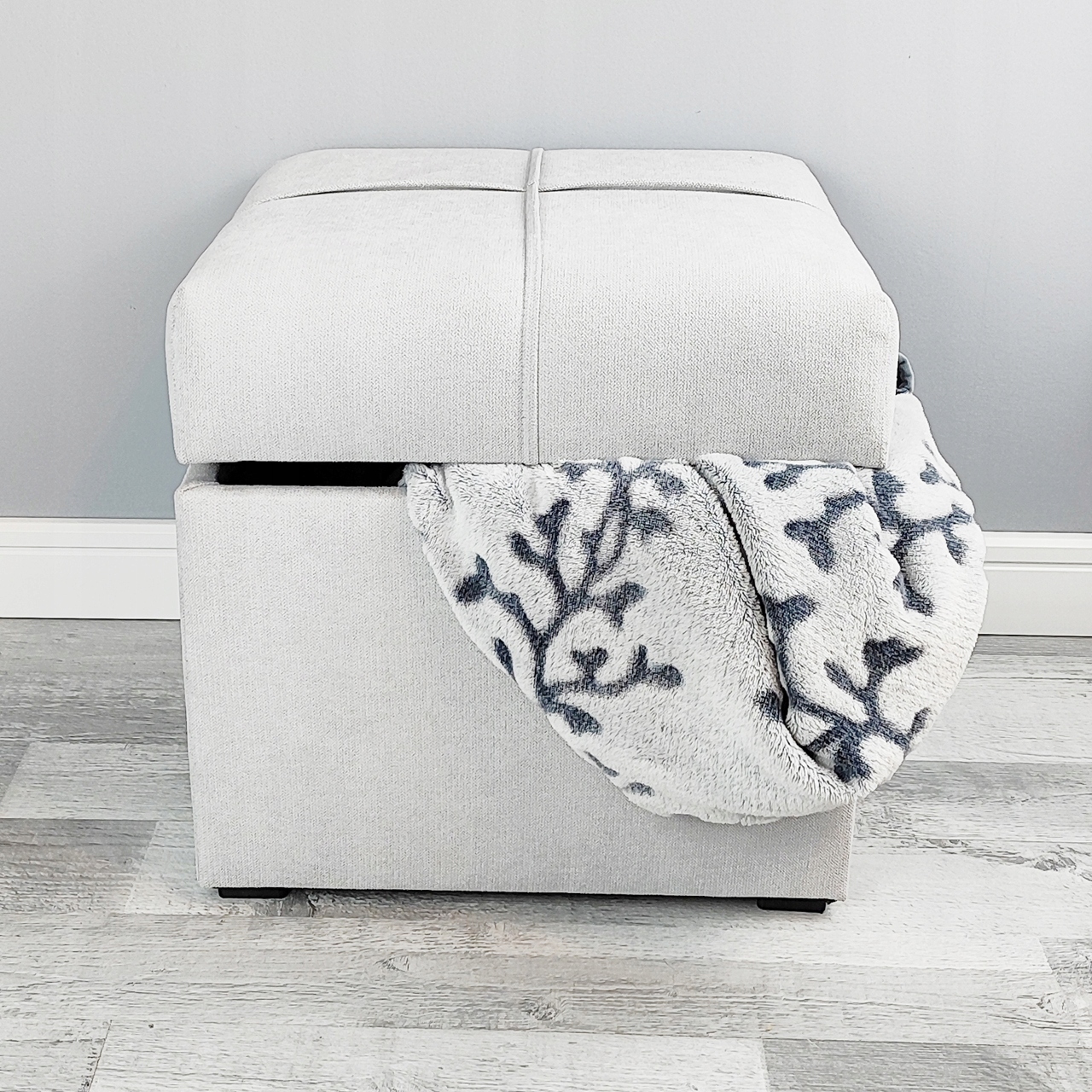 Taburet S Úložným Prostorem, Otevíratelná Podnožka, Kufr, Šedá, Béžová, Černá