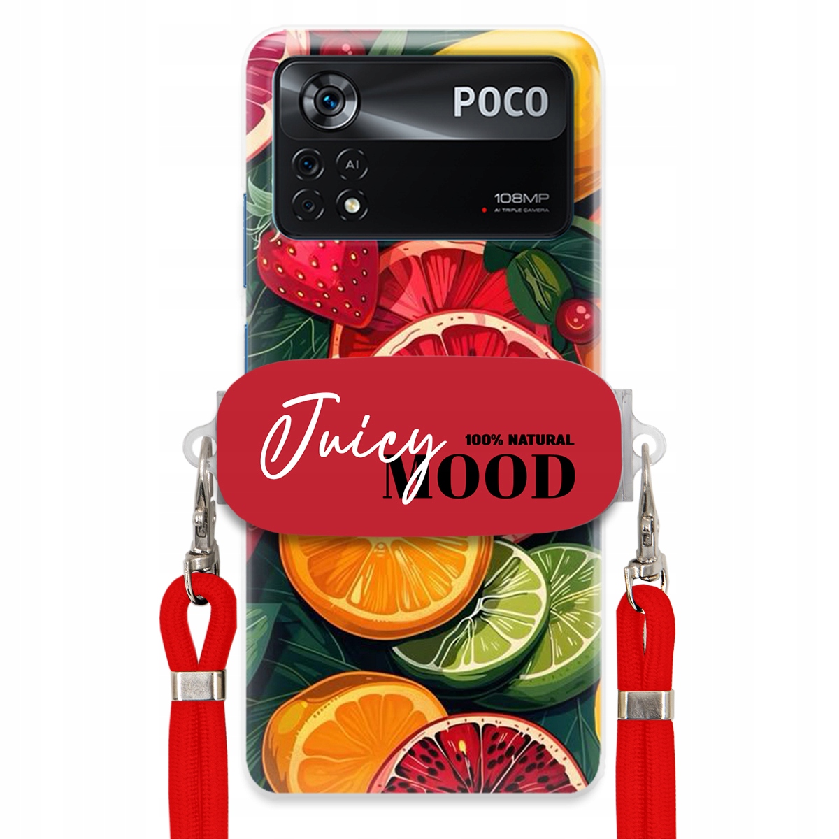 Puzdro pre Xiaomi Poco X4 Pro 5G Červené vodítko držiak Juice Mood Módne