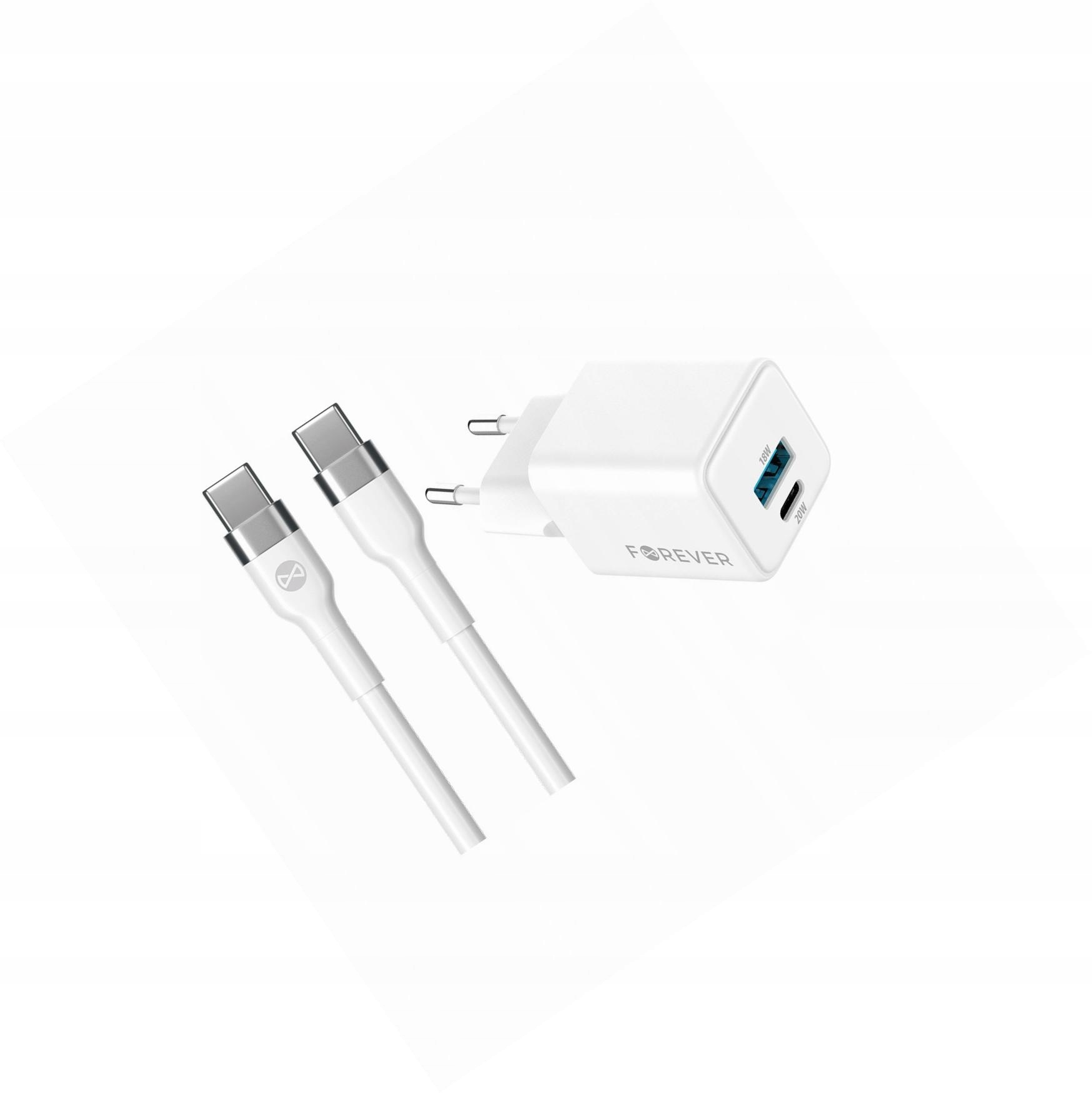 Szybka ładowarka GaN 20W 2 wejścia Usb i Usb-c z kablem do Google Pixel 7A