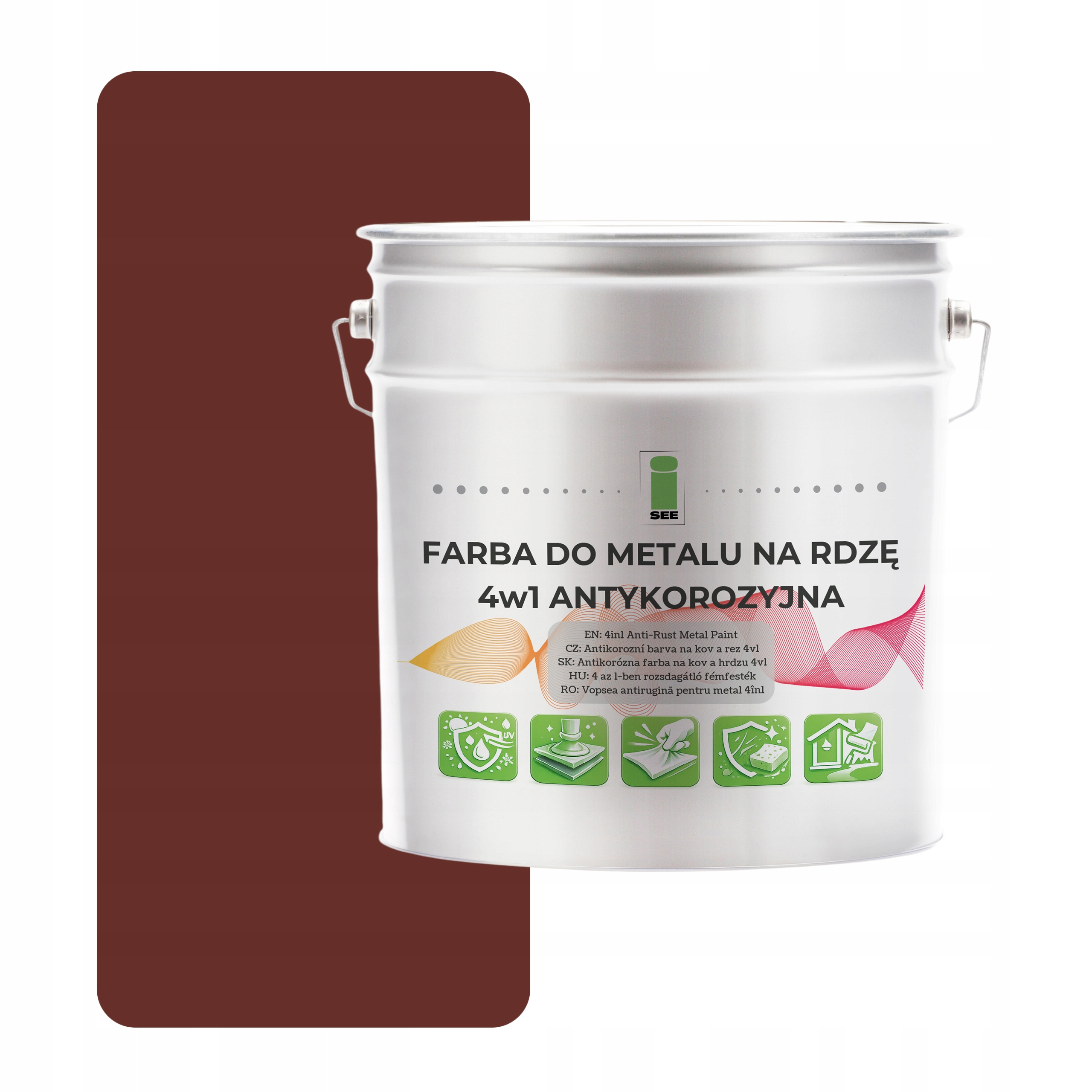 Barva na kov proti korozi 4v1 hnědá RAL8012 I See pozink ocel 5L matná
