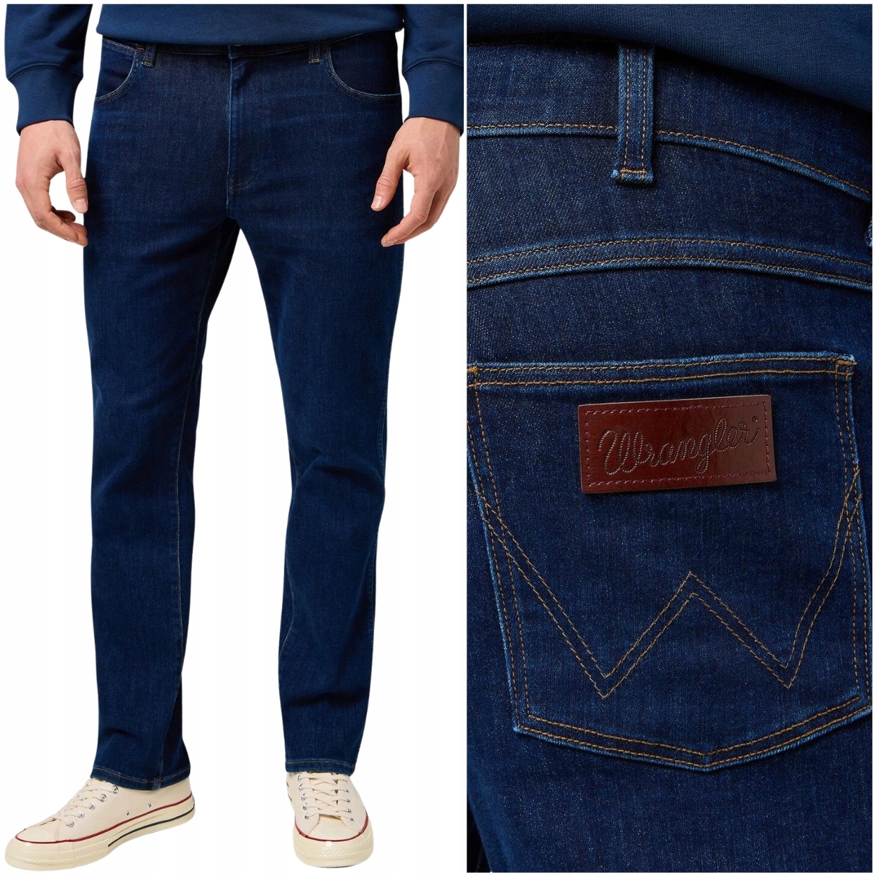 Wrangler Larston slim Dark Wash zúžené elastické džínové kalhoty W36 L30