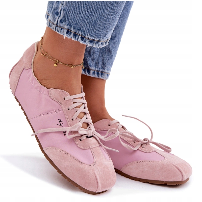 Sneakersy Damskie Niskie Zamszowe Modne Big Star TT274600 Różowe 38