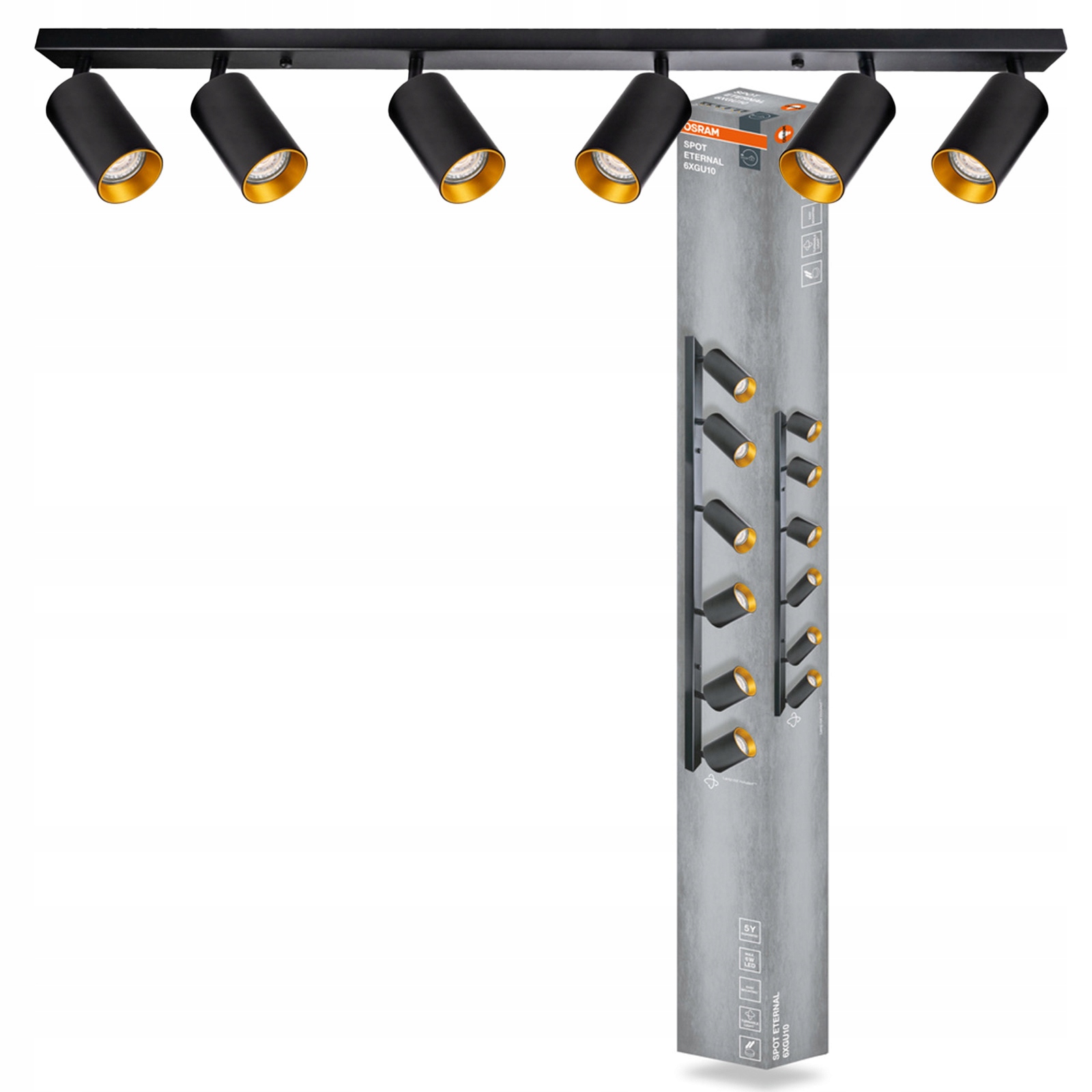 Stropní Svítidlo Nástěnné svítidlo s pohyblivým bodovým reflektorem 6x GU10 Osram