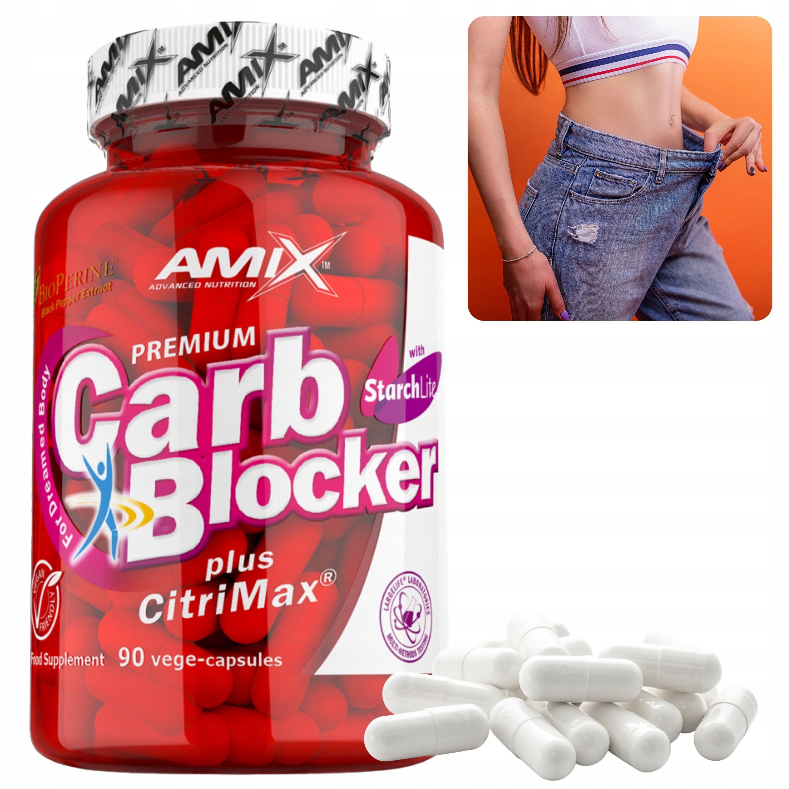 Amix Carb Bloker Tablety na potlačení chuti k jídlu Spalovač tuků pro ženy 90ks