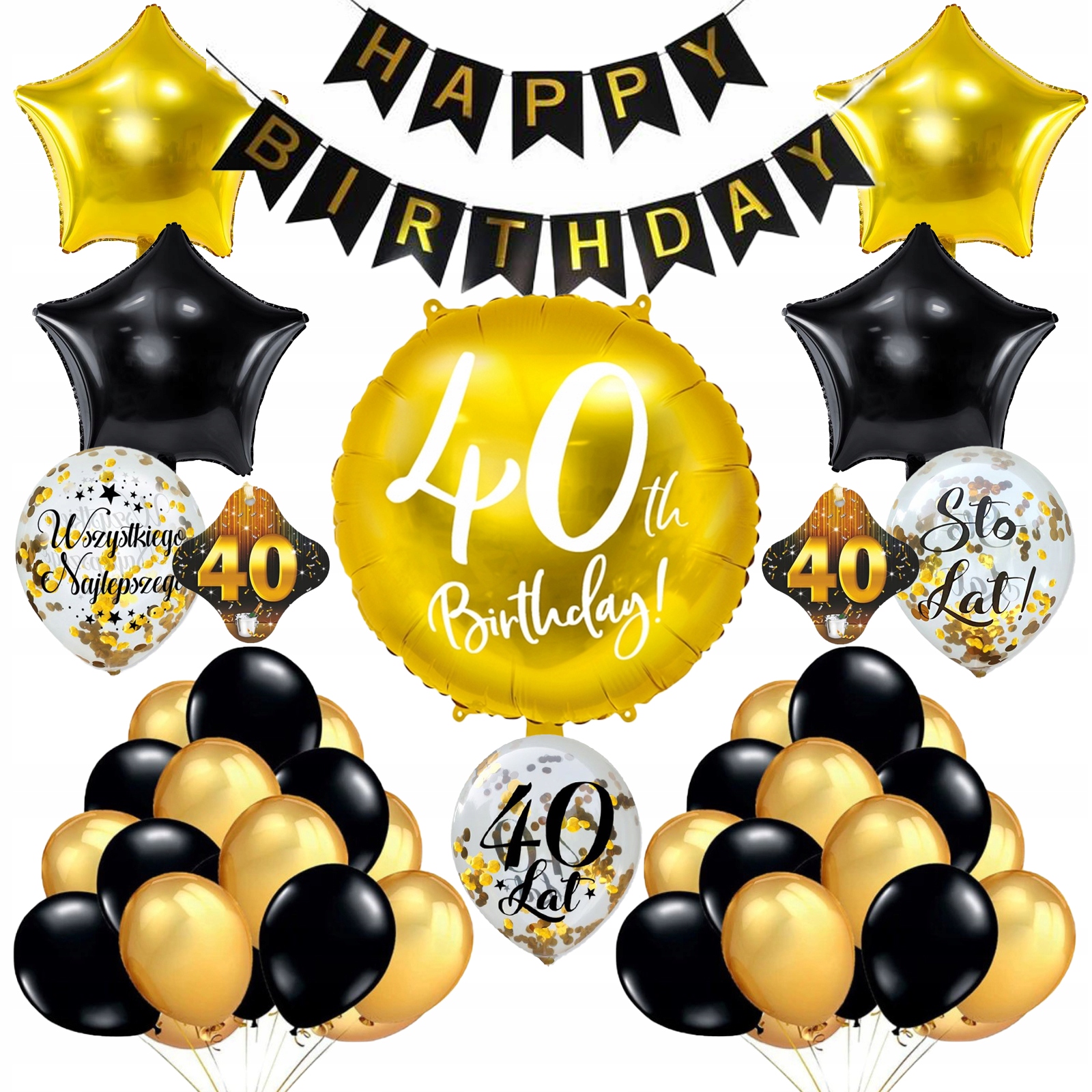 

Zestaw dekoracji na 40 urodziny baner balony