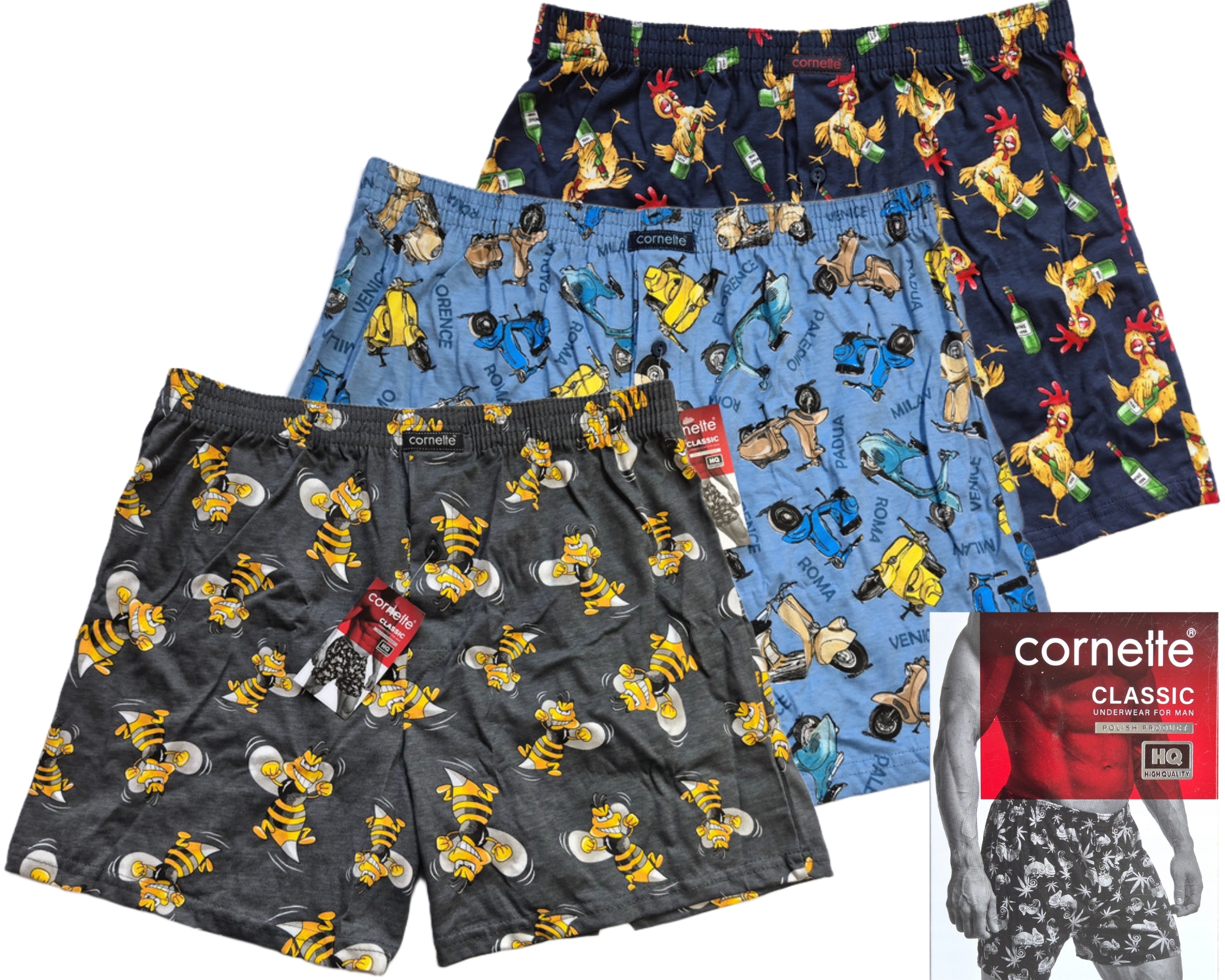 Boxerky Slipy Volné Bavlněné Cornette Classic vel XXL 3-balení.