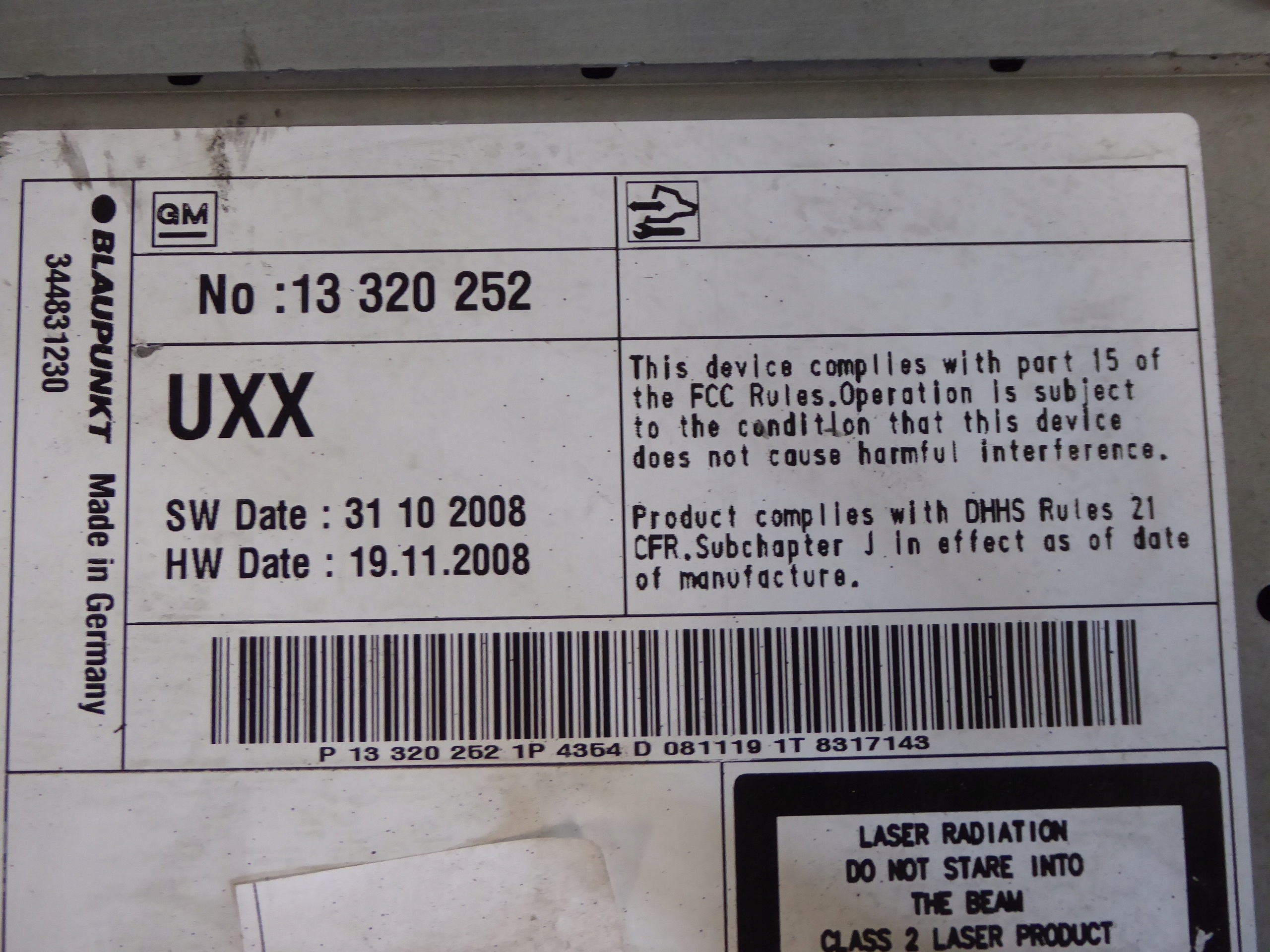 RADIO Navigation NAVI DVD800 13320252 OPEL INSIGNIA