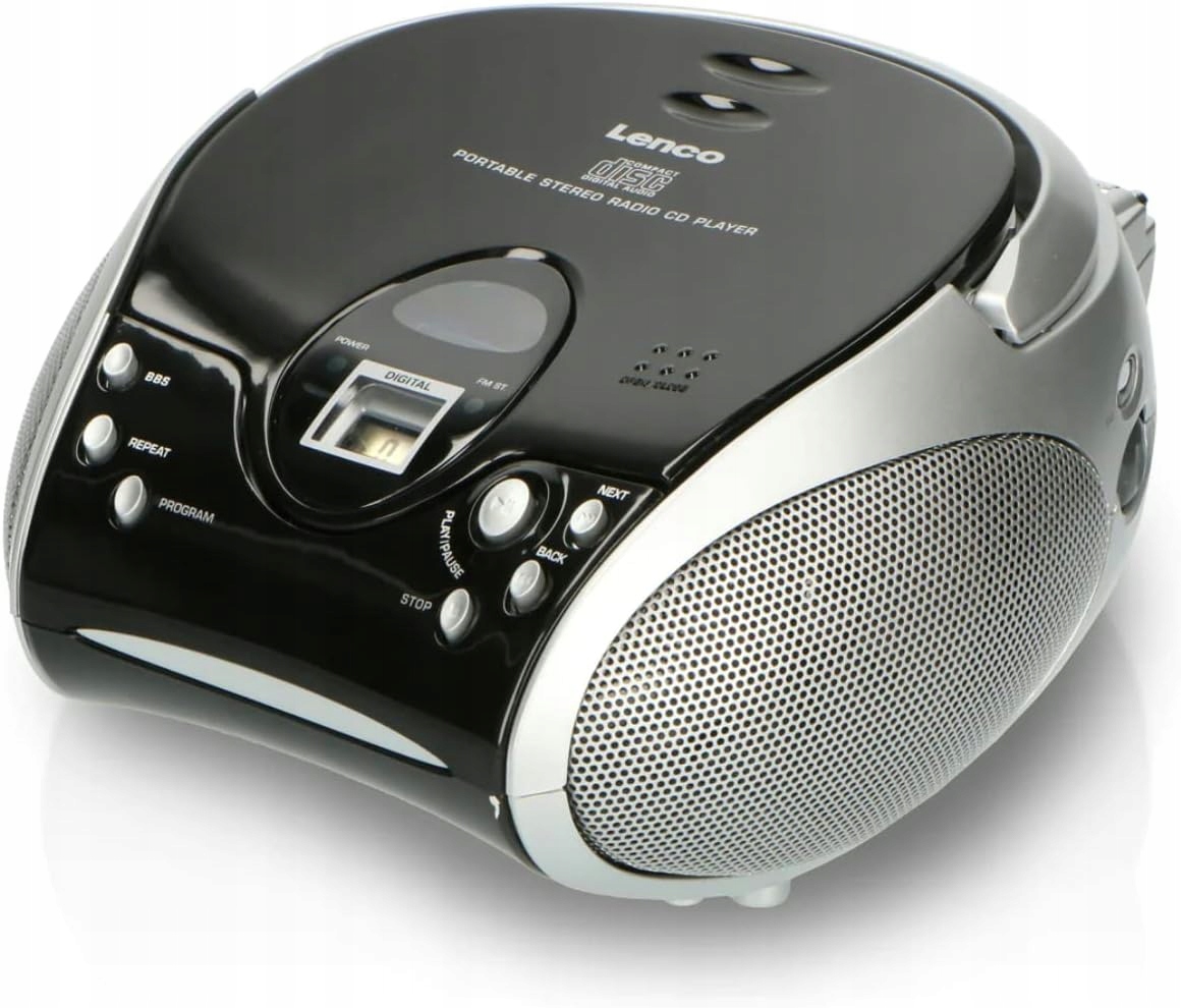 Boombox Radio sieciowe FM Lenco SCD-24|Czarno-srebrne|Bass Boosted|LCD