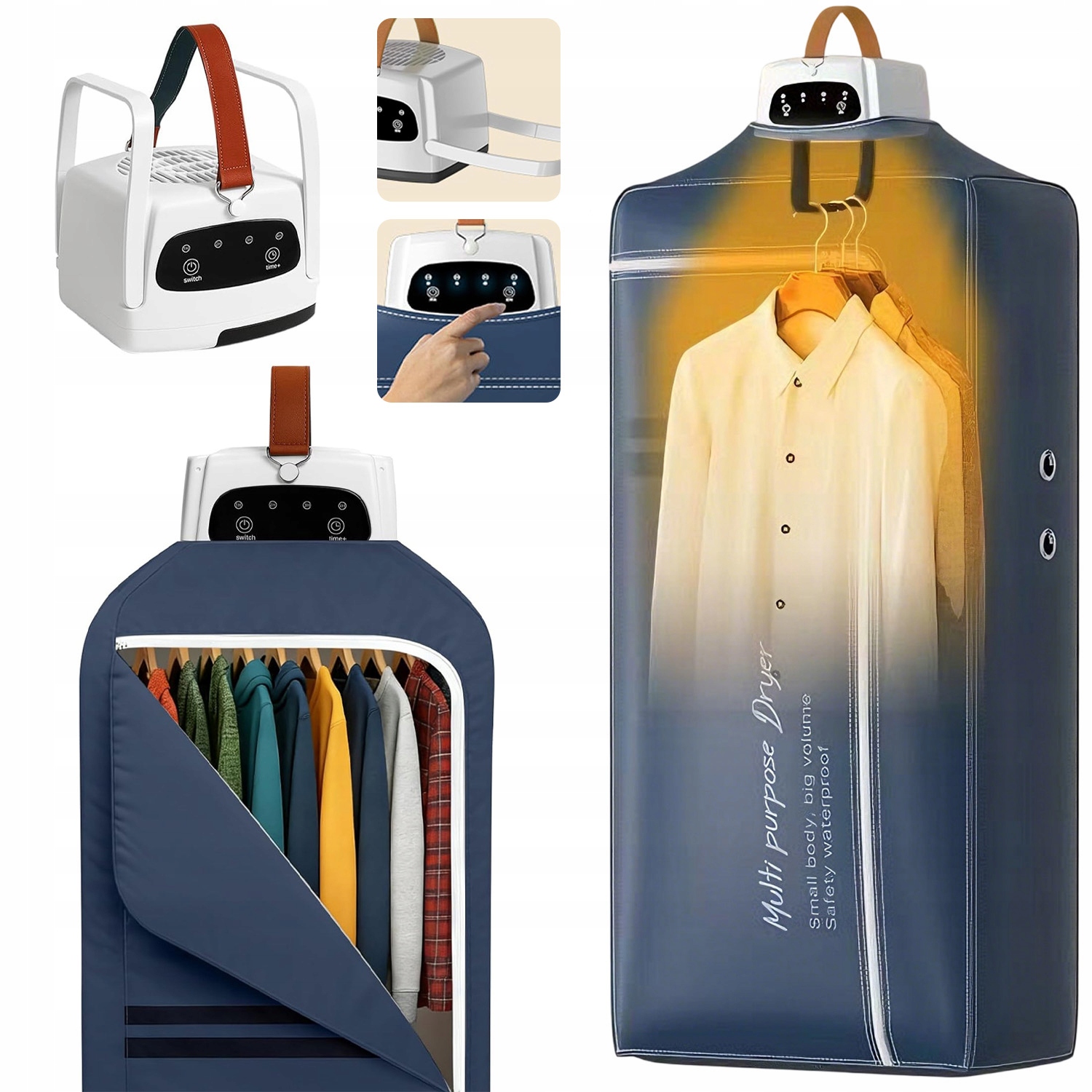 Levně Přenosný Elektrický Sušák Na Oblečení Cestovní S Prodlužovacím Kabelem 1,8 M