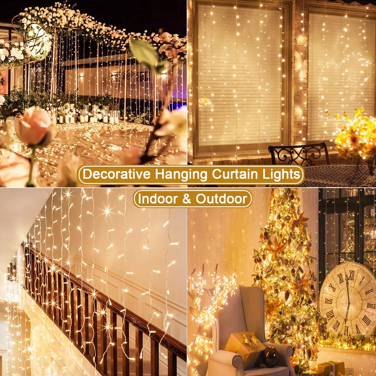 DEKOFUN Kurtyna Świetlna Lampki Girlanda Ozdobna 600LED 6mx3m — miniatura 4