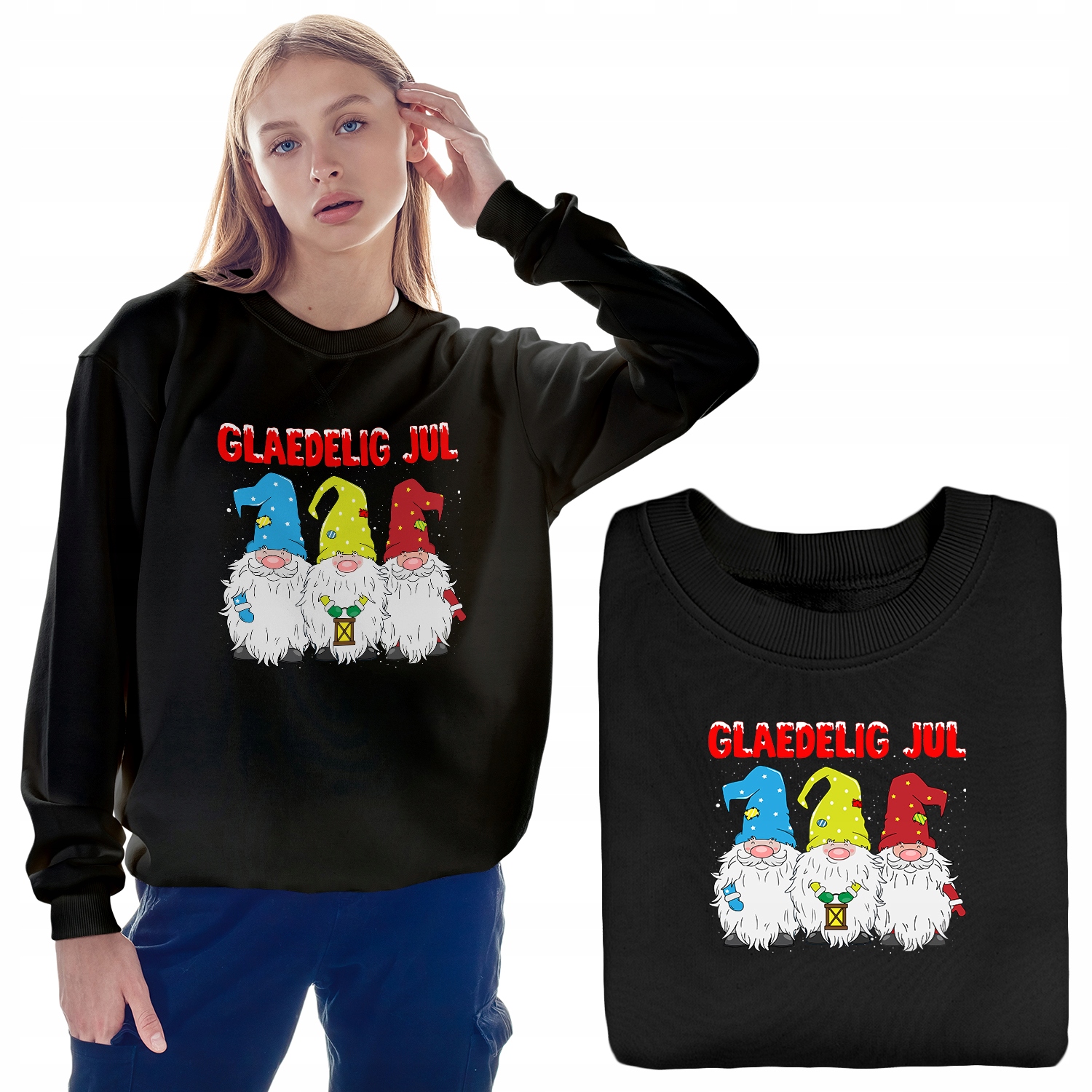 Pohodlná dámská Mikina Černá s Vánočními Vzory S