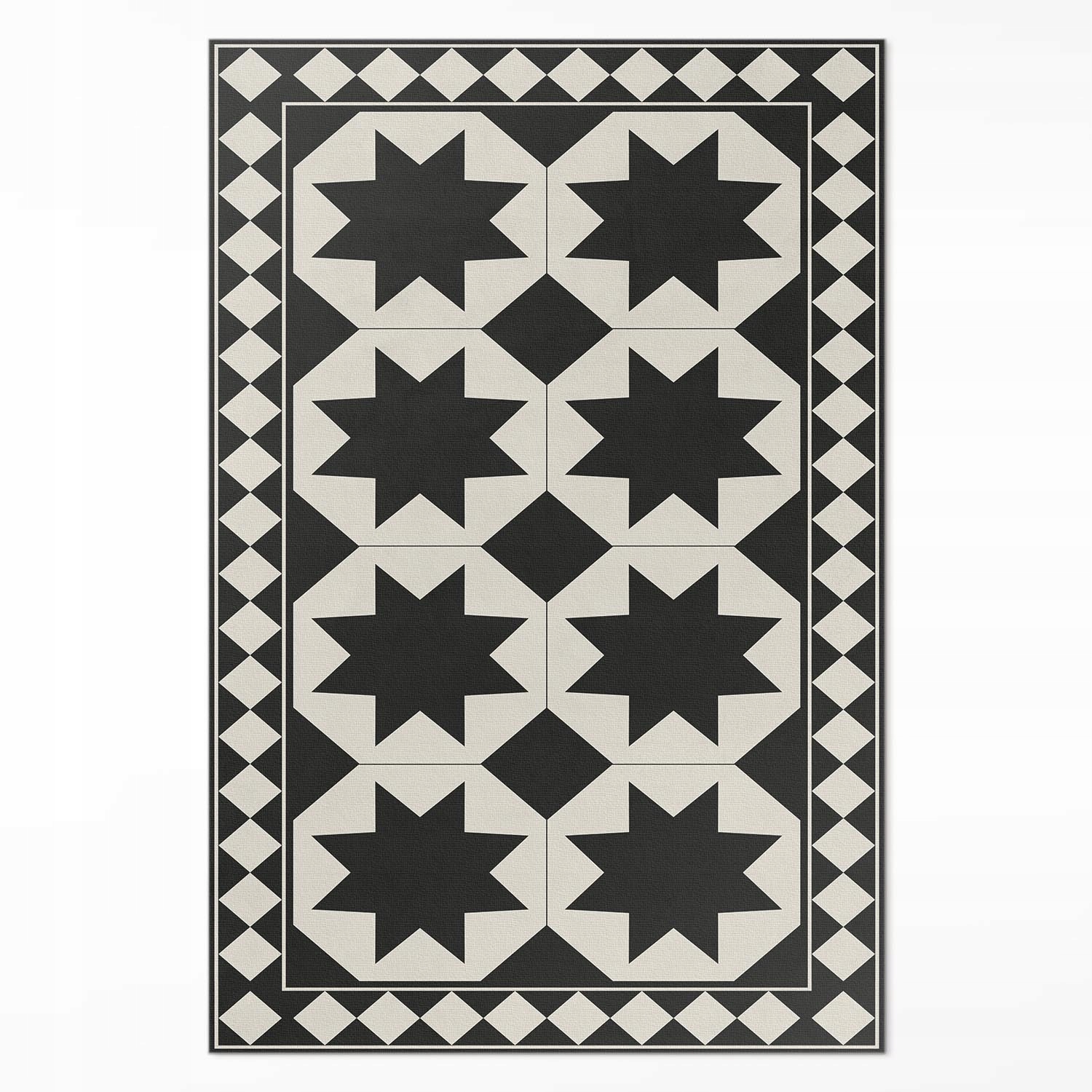 Designový vinylový Koberec Černobílé hvězdy elegantní mozaika 60x90 cm