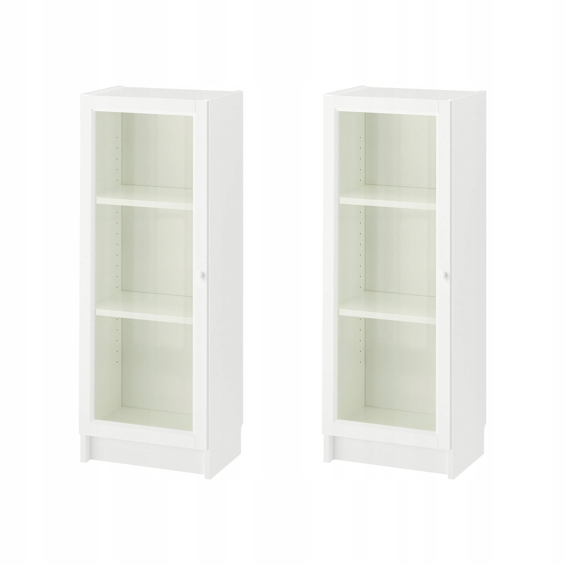 2 szt. Ikea Billy Oxberg Regał witryna drzwi szklane biały 40x30x106cm