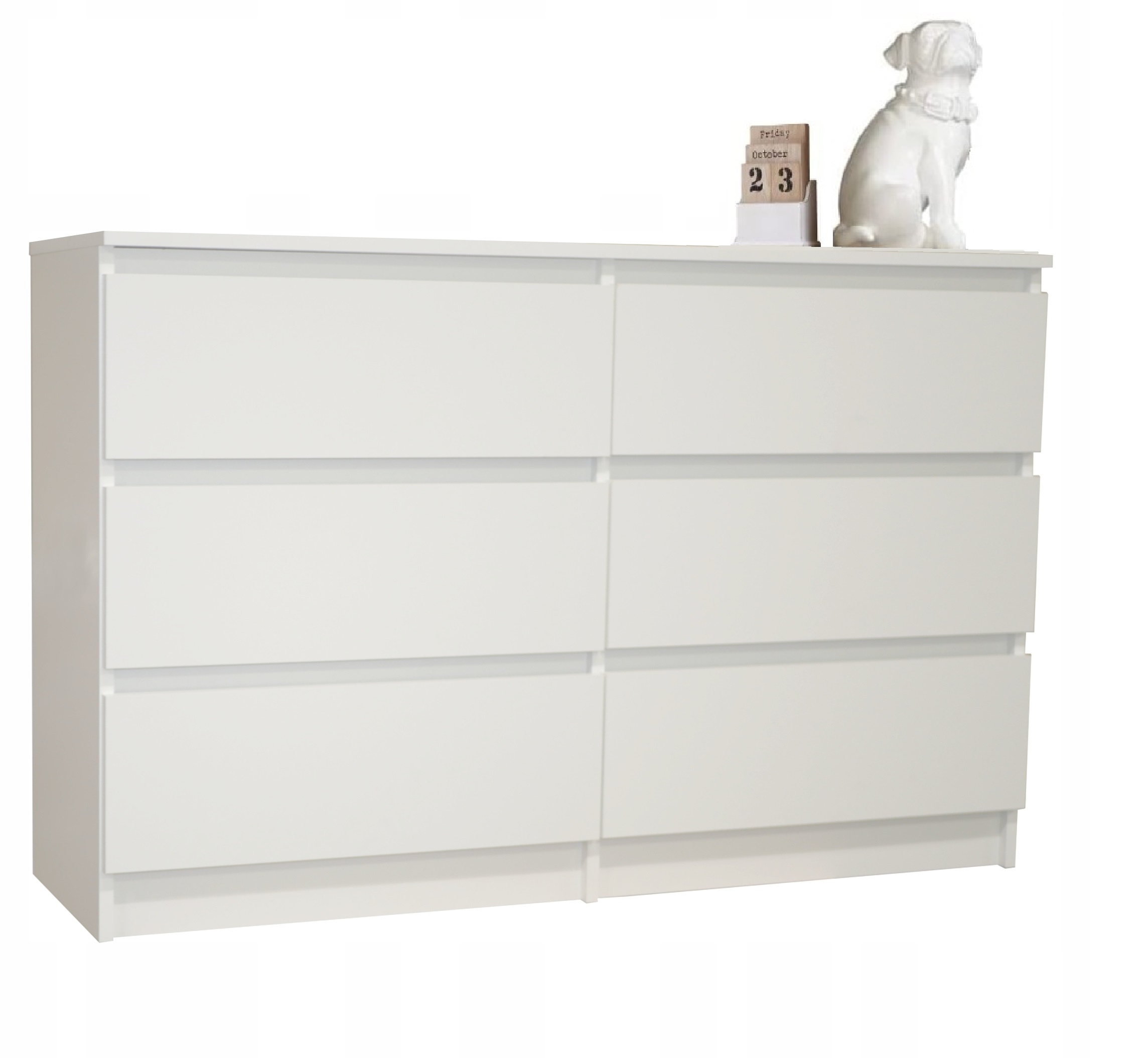KOMODA BIAŁA SZAFKA COCO 6 SZUFLAD BIAŁY MAT 120 CM