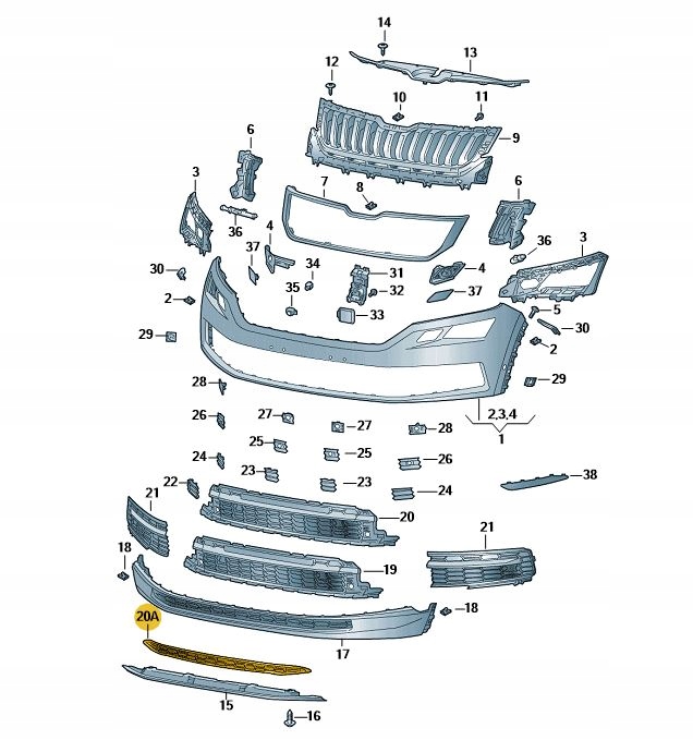 565853677B 9B9 - ЦЕНТРАЛЬНАЯ РЕШЕТКА БАМПЕРА SKODA KODIAQ