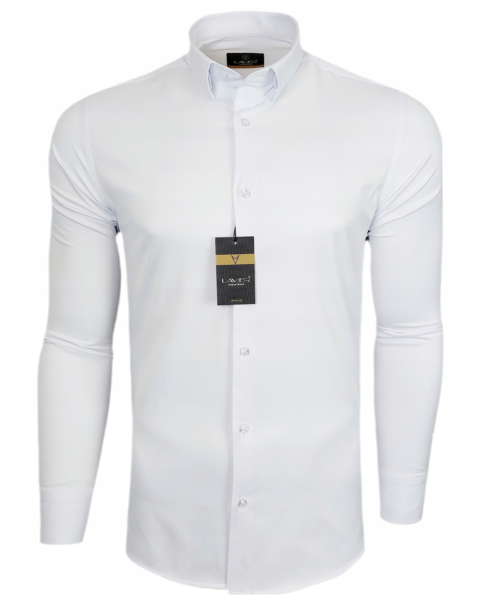 Koszula męska Biała dopasowana Lavier - SLIM FIT Bawełna Rozmiar XL Rozmiar kołnierzyka 44