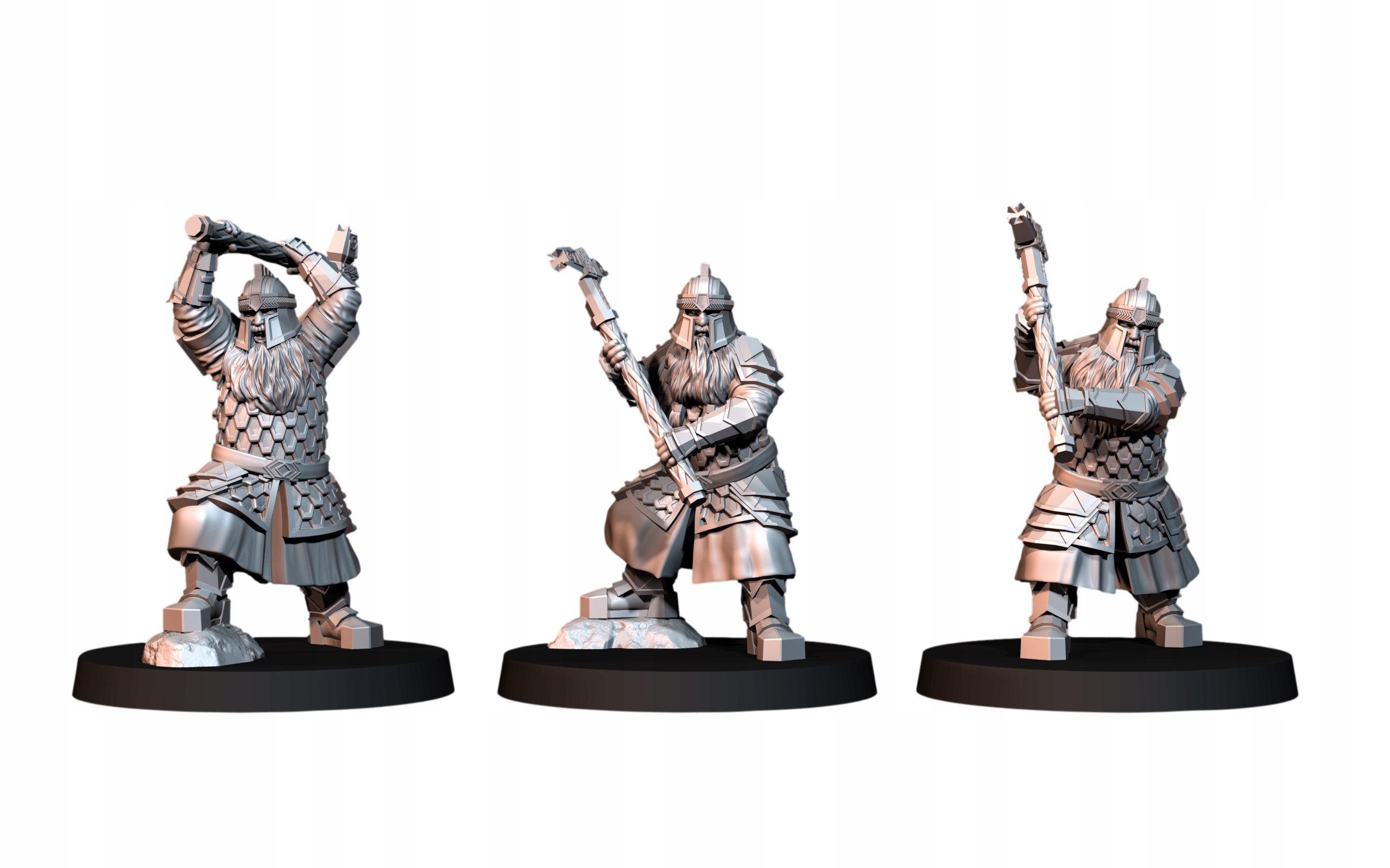 Silver Goat Dwarves with Hammer - 3x