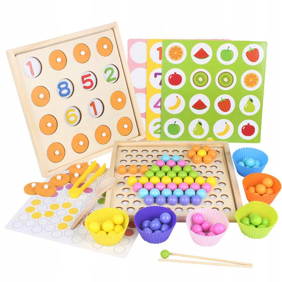 

Drewniana Układanka Mozaika Gra Memory Montessori