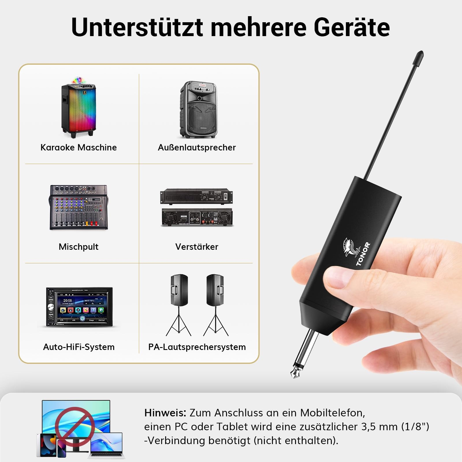 TONOR Zestaw Mikrofonów Bezprzewodowych UHF z Mikrofonem Nagłownym — miniatura 5