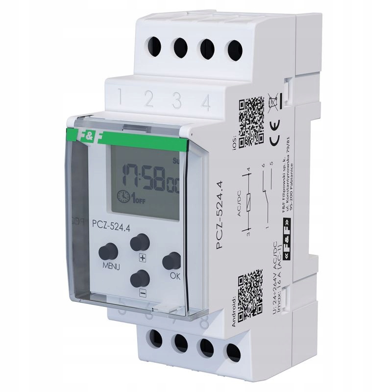 Jednokanálový astronomický časovač 16A 1P 24-264V Ac/dc iOS Android Nfc F&f