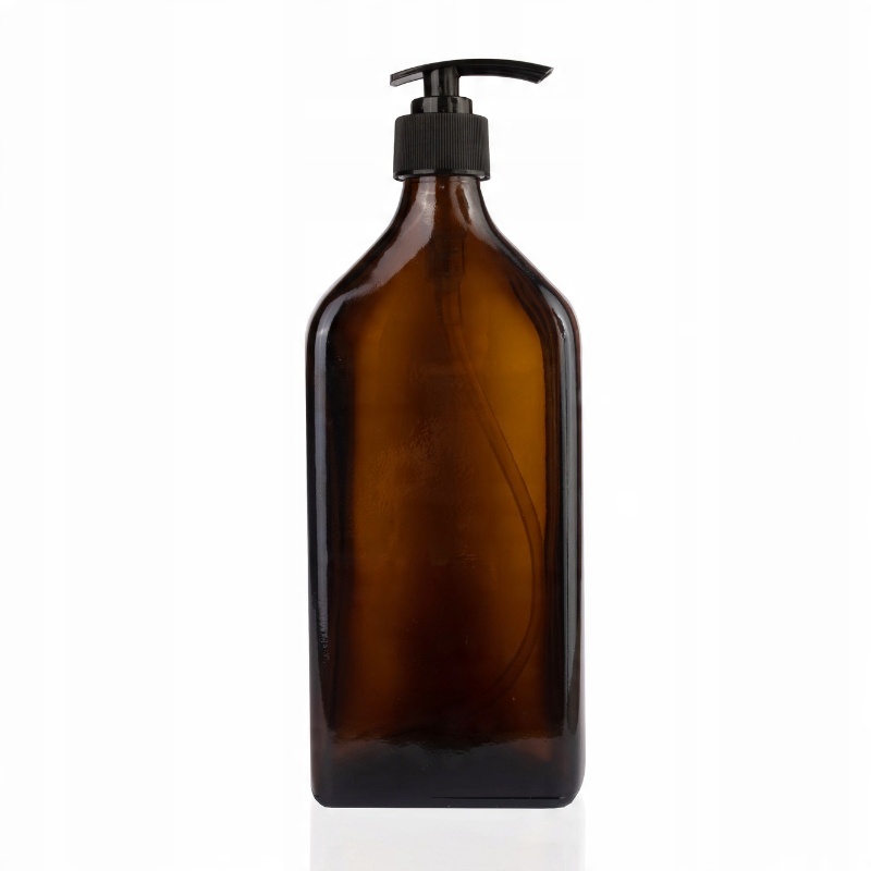 

Butelka szklana płaska 500ml z pompką czarną
