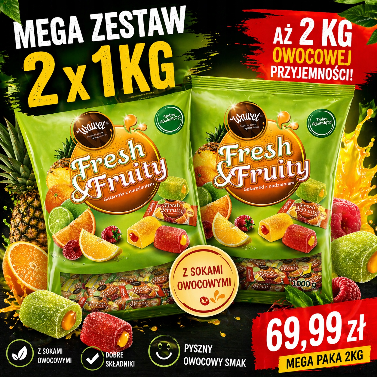 Želé Fresh Fruity s náplní Wawel 2x1 kg Nabídka